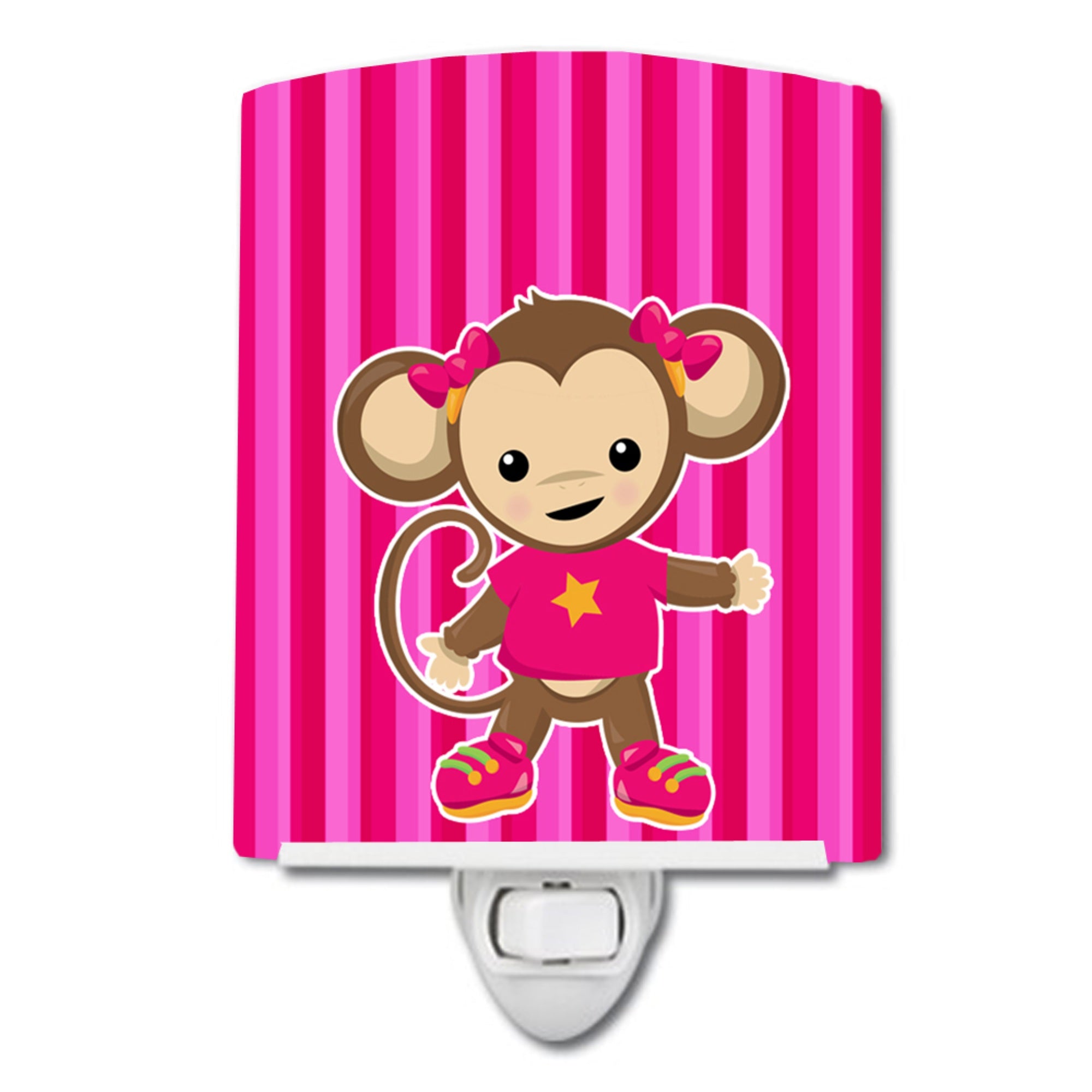  inchCarolines Treasures Monkey Ceramic Night Light, Stripes, Pink, 6 inch inch x 4 inch inch inch