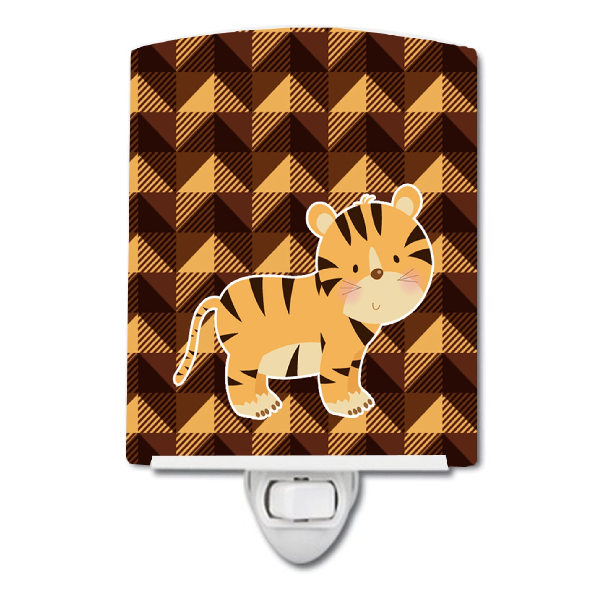  inchCarolines Treasures Tiger Ceramic Night Light, Brown, 6 inch inch x 4 inch inch inch