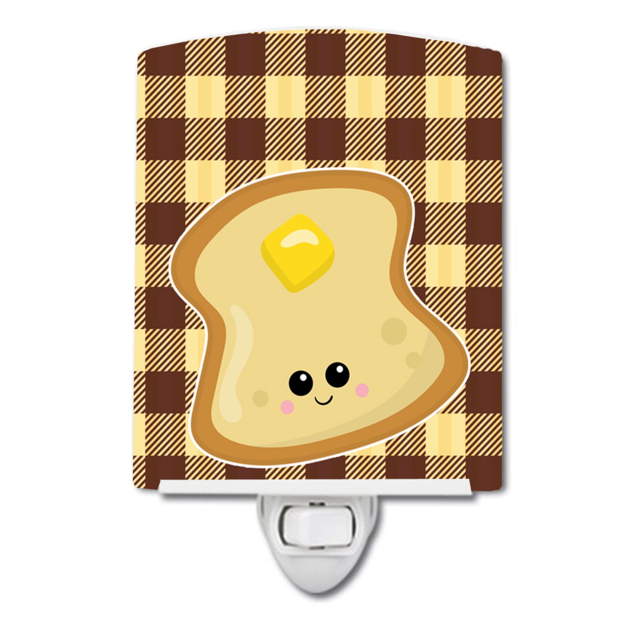  inchCarolines Treasures Buttered Toast Face Ceramic Night Light, Brown, 6x4 inch