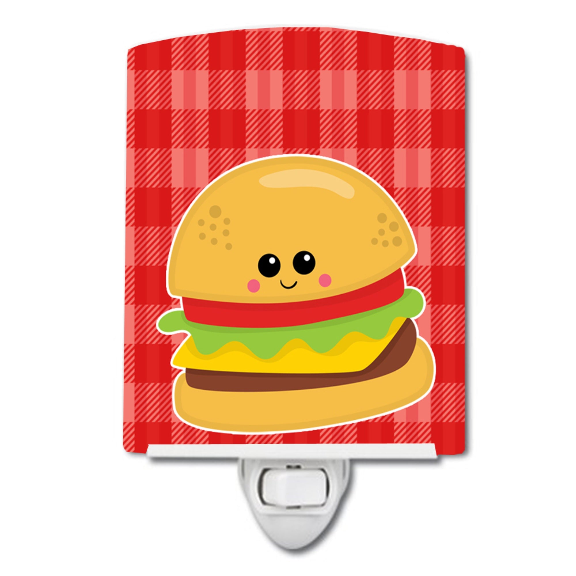  inchCarolines Treasures Hamburger Ceramic Night Light, Face, Red, 6 inch inch x 4 inch inch inch