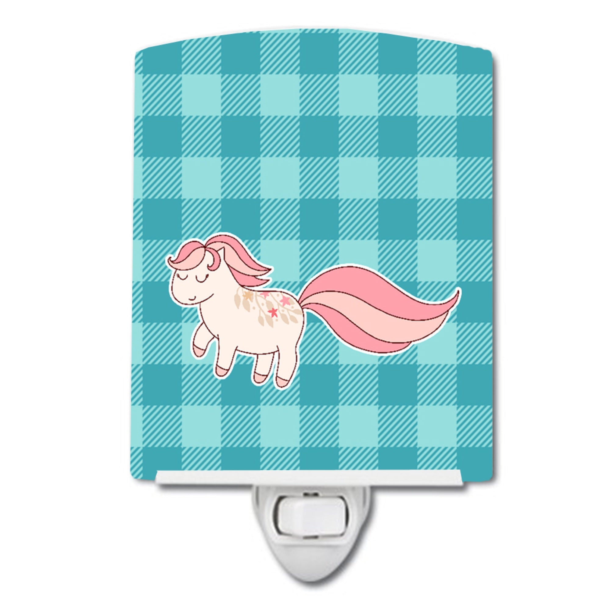  inchCarolines Treasures Little Ceramic Night Light, Pink Pony Polka Dots, Blue, 6 inch inch x 4 inch inch inch