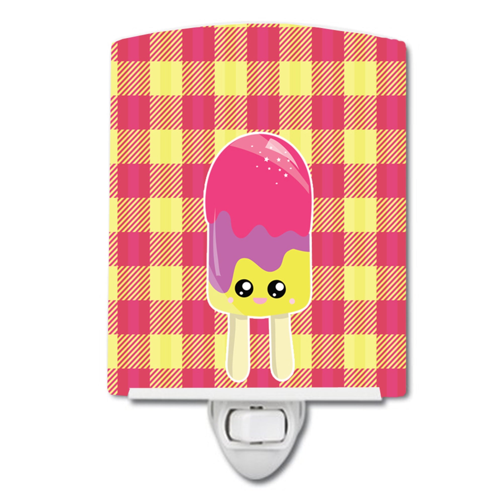  inchCarolines Treasures Ice Pop Popcicle Face Gingham Ceramic Night Light, Multicolor, 6 inch inch x 4 inch inch, BB7068CNL inch