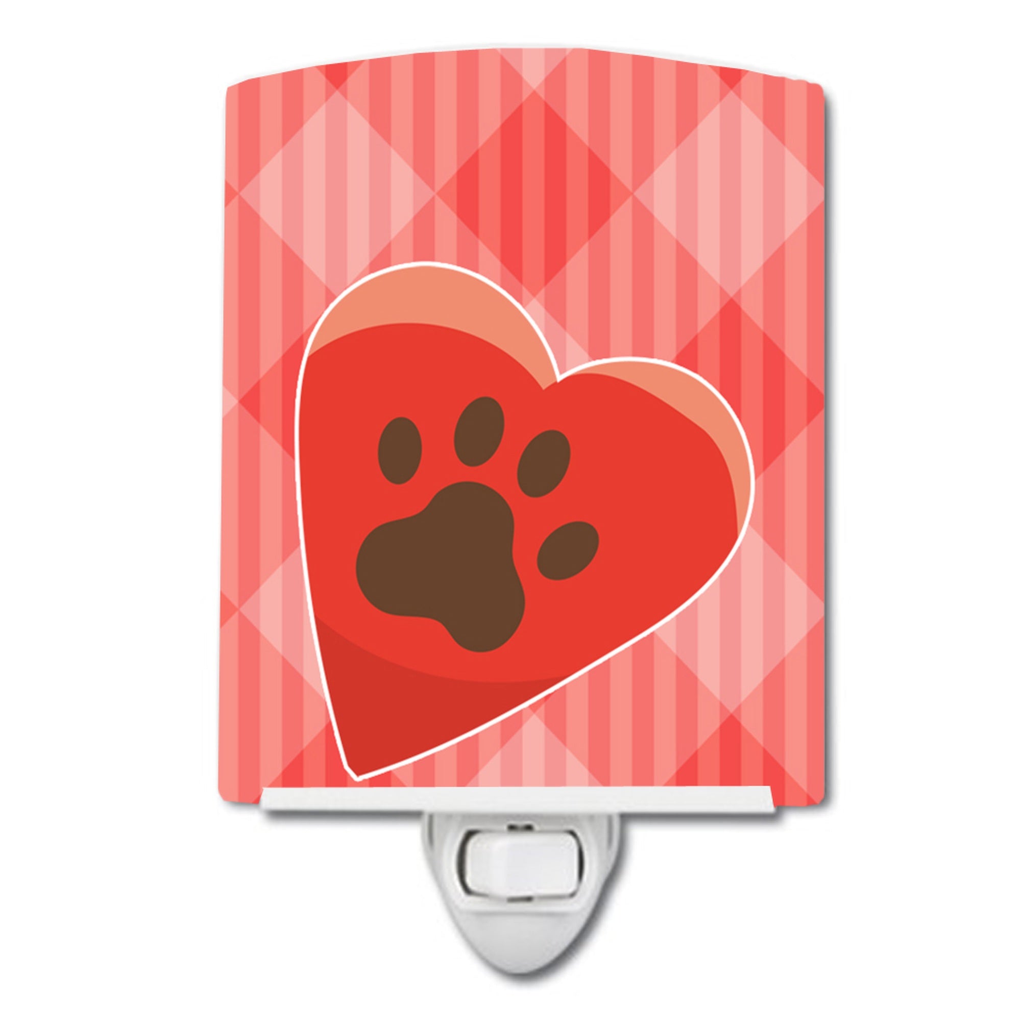  inchCarolines Treasures Puppy Paw Print Ceramic Night Light, Heart, Red, 6 inch inch x 4 inch inch inch