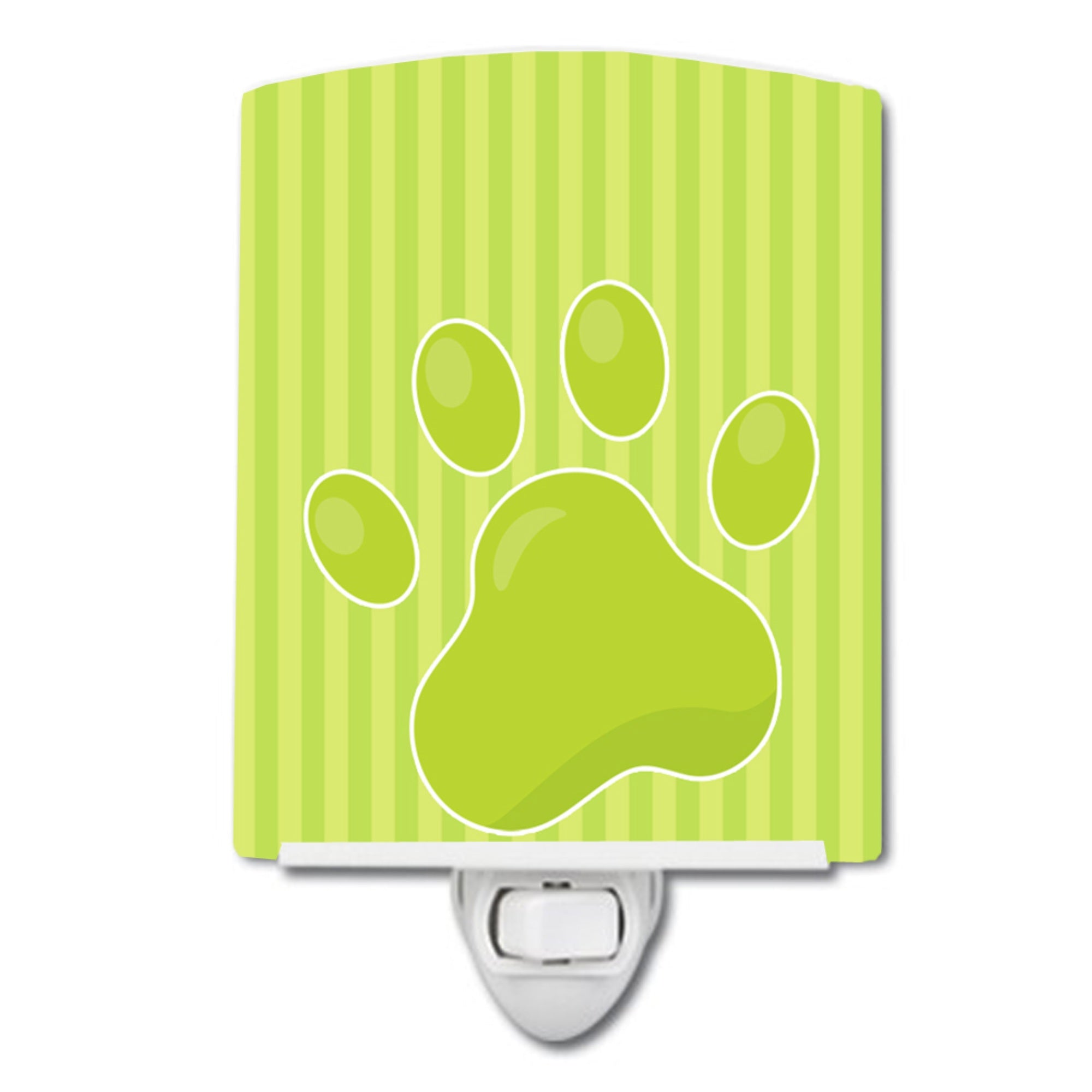  inchCarolines Treasures Puppy Paw Print Ceramic Night Light, Stripes, Green, 6 inch inch x 4 inch inch inch