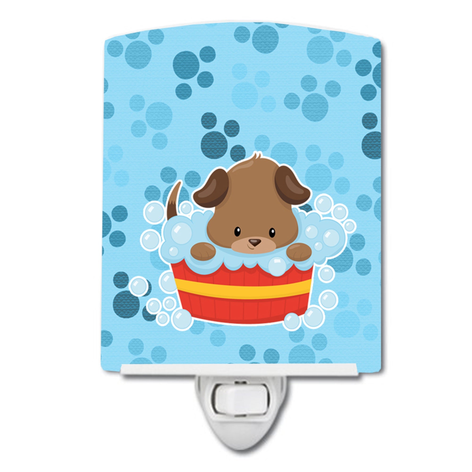 inchCarolines Treasures Puppy Ceramic Night Light, Taking a Bath, Blue, 6 inch inch x 4 inch inch inch