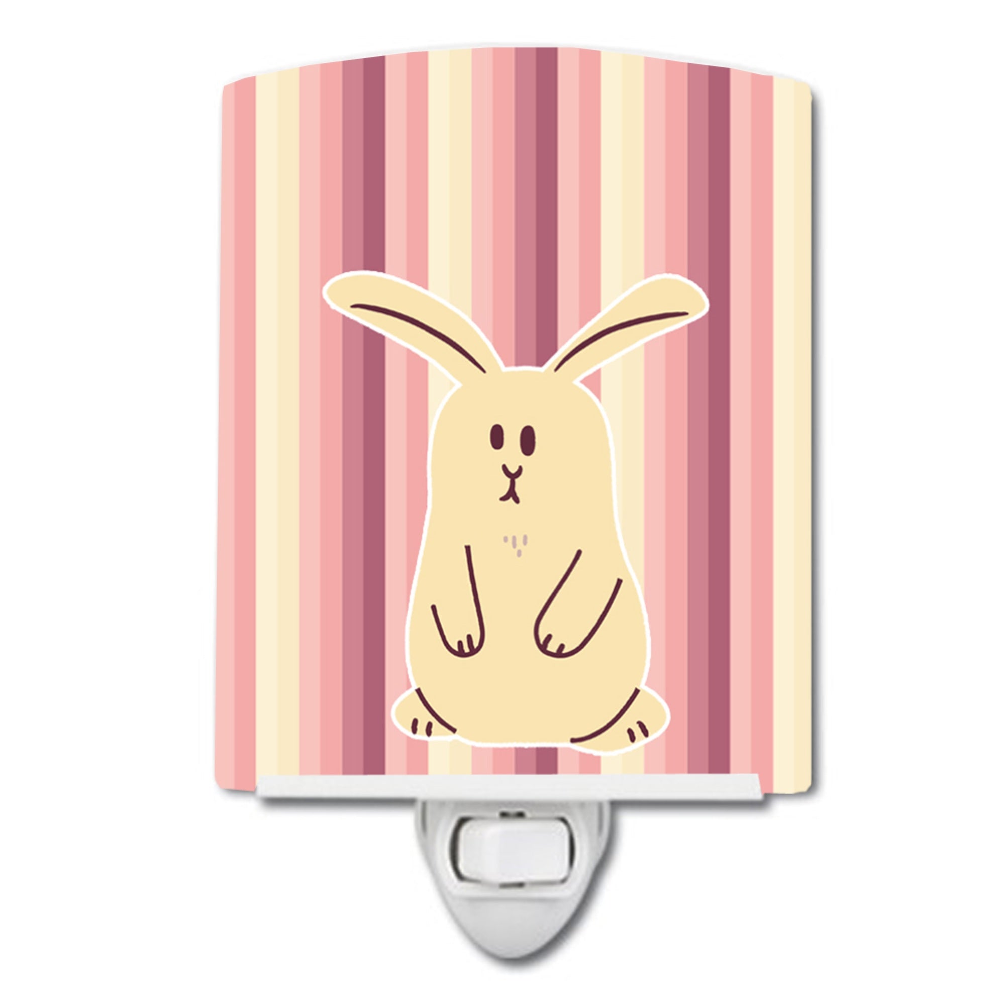  inchCarolines Treasures Rabbit Stripes Ceramic Night Light, Pink, 6 inch inch x 4 inch inch, BB7084CNL inch