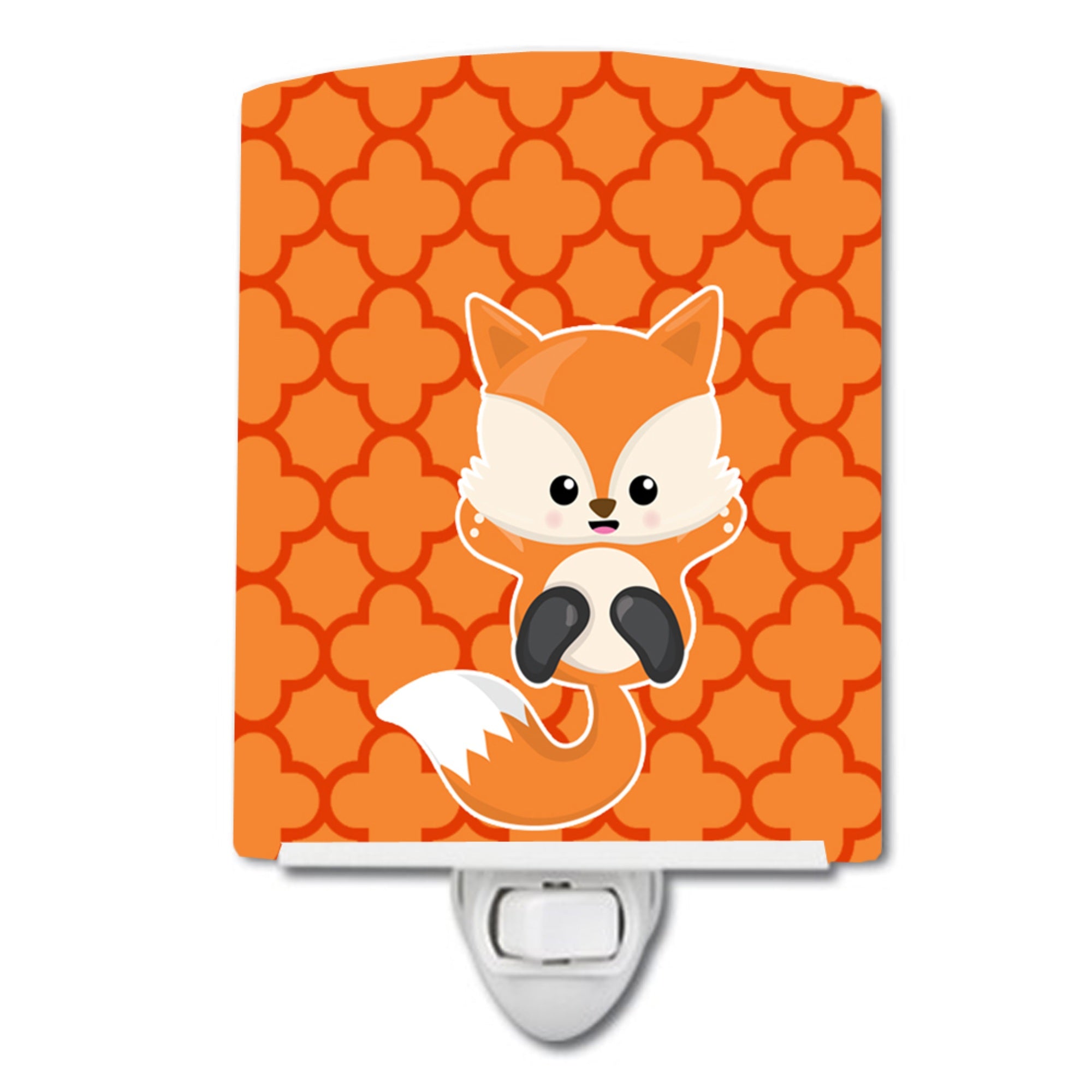  inchCarolines Treasures Baby Fox Ceramic Night Light, Quatrefoil, Orange, 6 inch inch x 4 inch inch inch