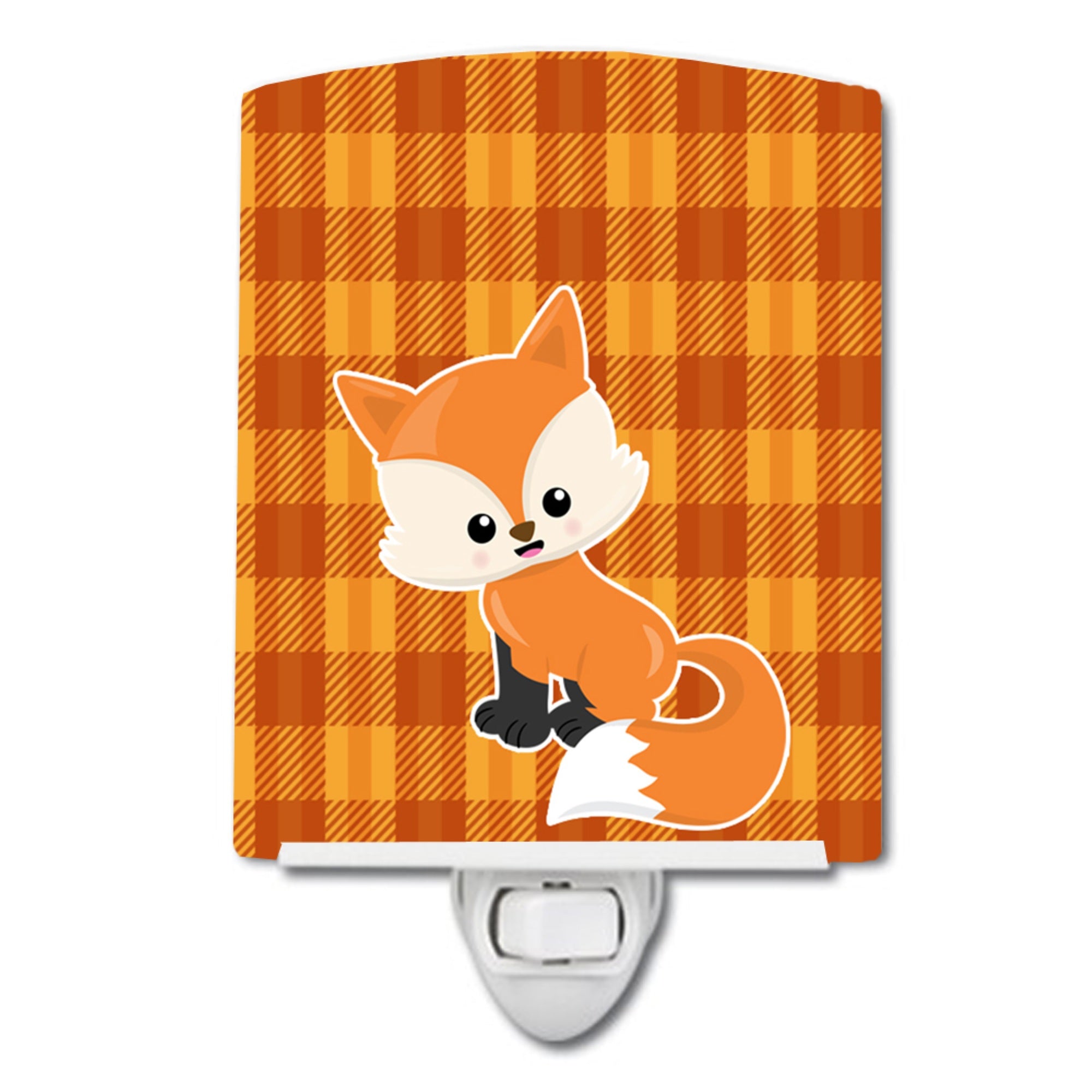  inchCarolines Treasures Baby Fox Ceramic Night Light, Gingham, Orange, 6 inch inch x 4 inch inch inch