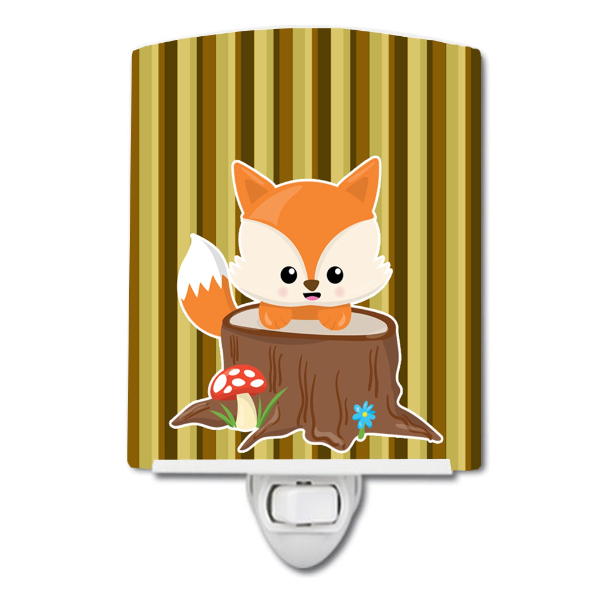  inchCarolines Treasures Baby Fox Ceramic Night Light, Tree Stripes, Brown, 6 inch inch x 4 inch inch inch