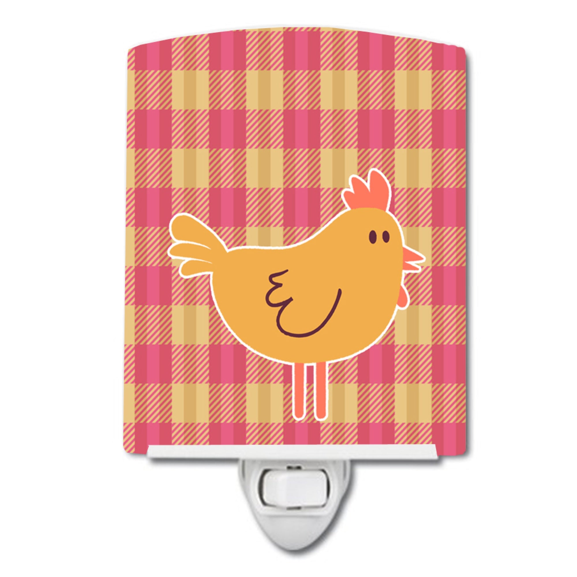  inchCarolines Treasures Chicken Ceramic Night Light, Hen Gingham, Pink, 6 inch inch x 4 inch inch inch