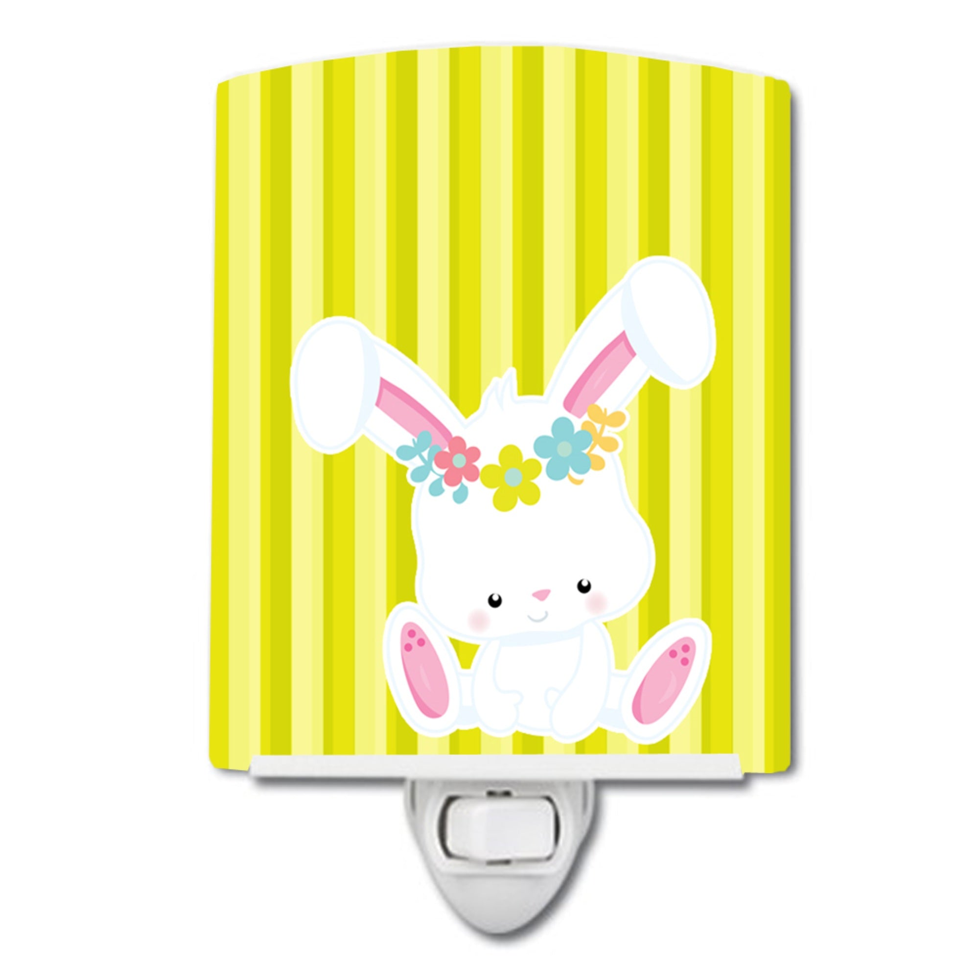  inchCarolines Treasures Easter Rabbit Ceramic Night Light, Flowers, Green, 6 inch inch x 4 inch inch inch