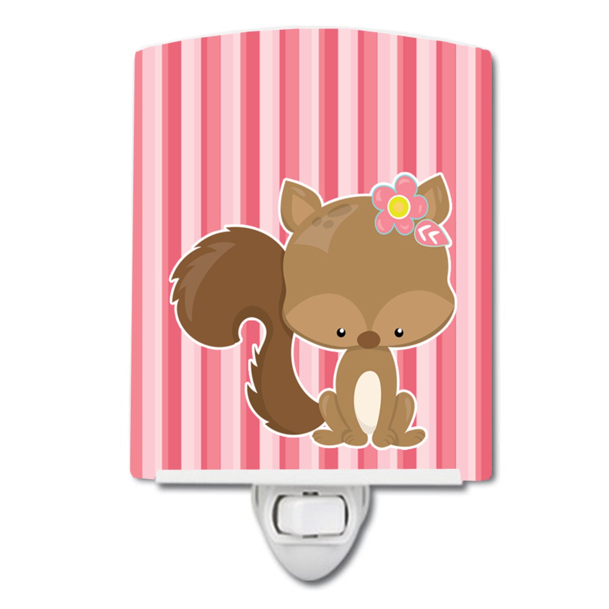  inchCarolines Treasures Squirrel Ceramic Night Light, Flowers, Pink, 6 inch inch x 4 inch inch inch