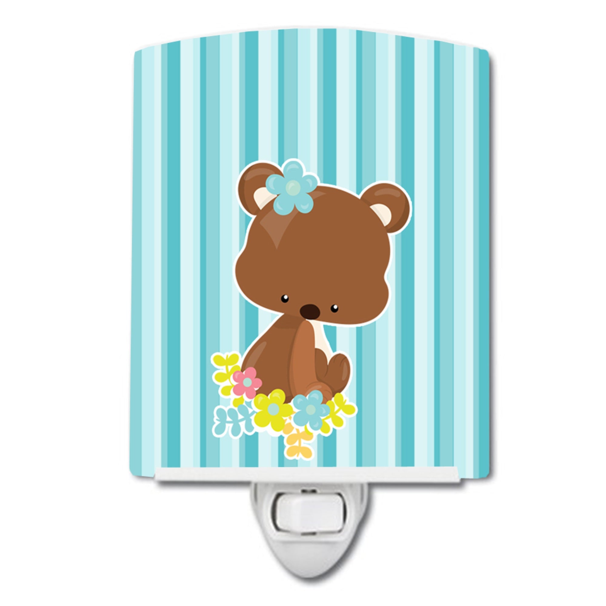  inchCarolines Treasures Bear Ceramic Night Light, Flowers, Blue, 6 inch inch x 4 inch inch inch