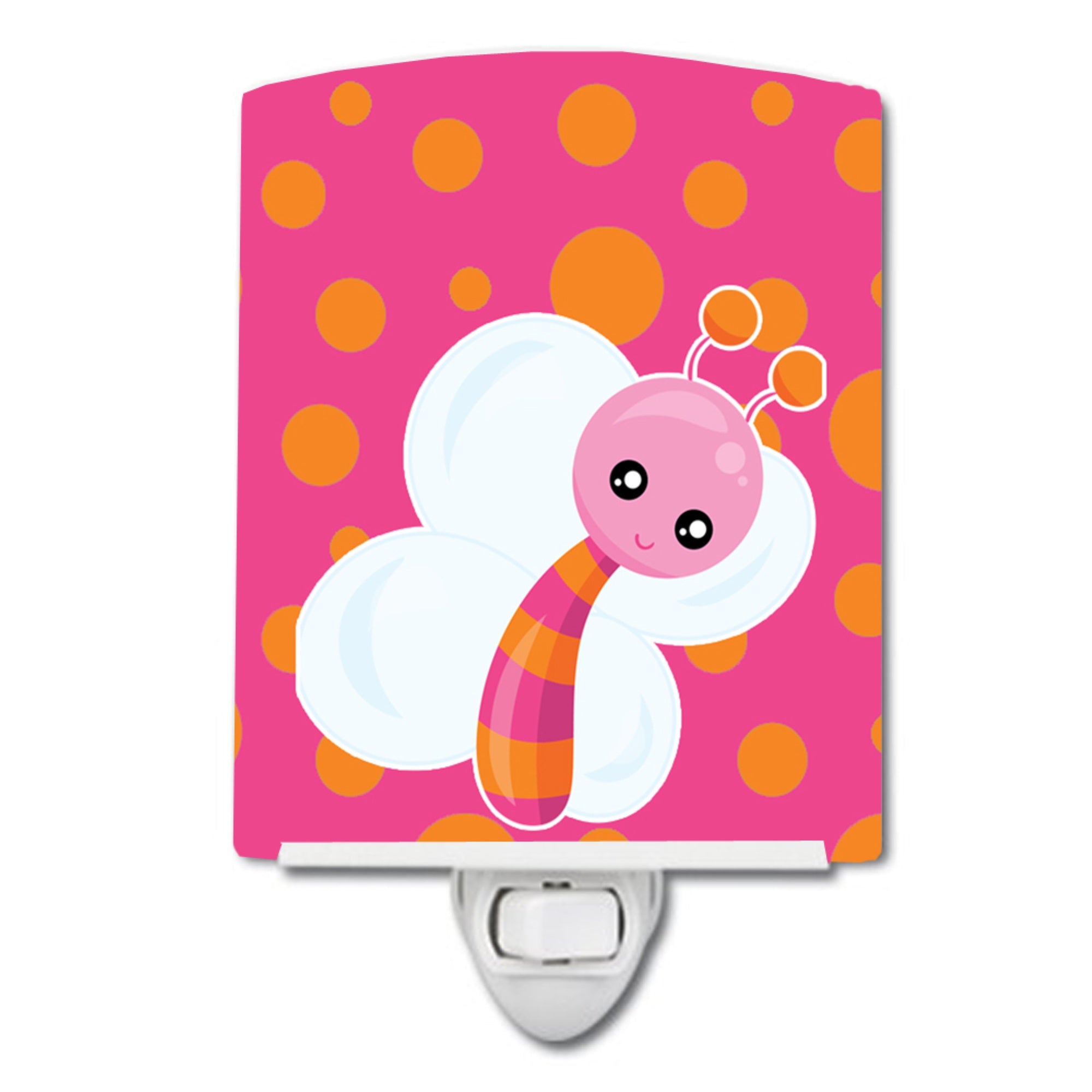  inchCarolines Treasures Butterfly Ceramic Night Light, Polka Dots, Pink, 6 inch inch x 4 inch inch inch
