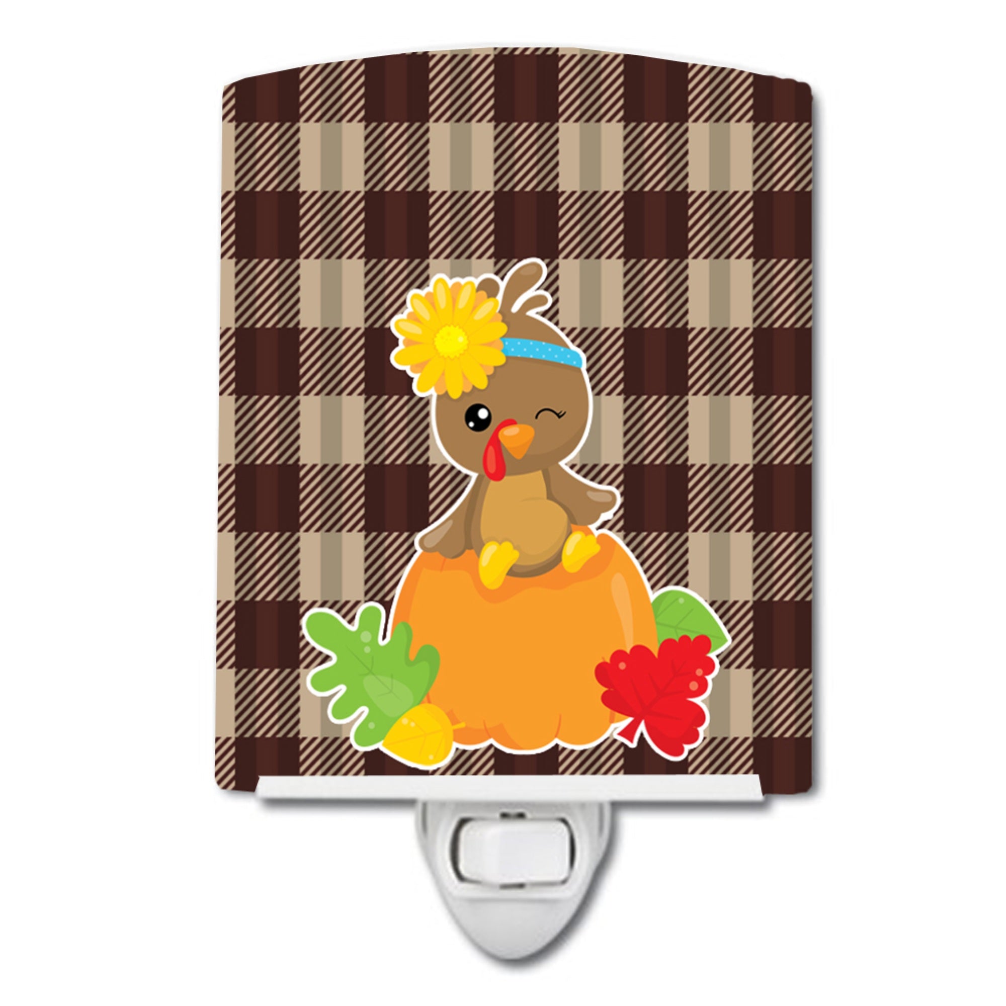  inchCarolines Treasures Thanksgiving Ceramic Night Light, Baby Turkey, Brown, 6 inch inch x 4 inch inch inch