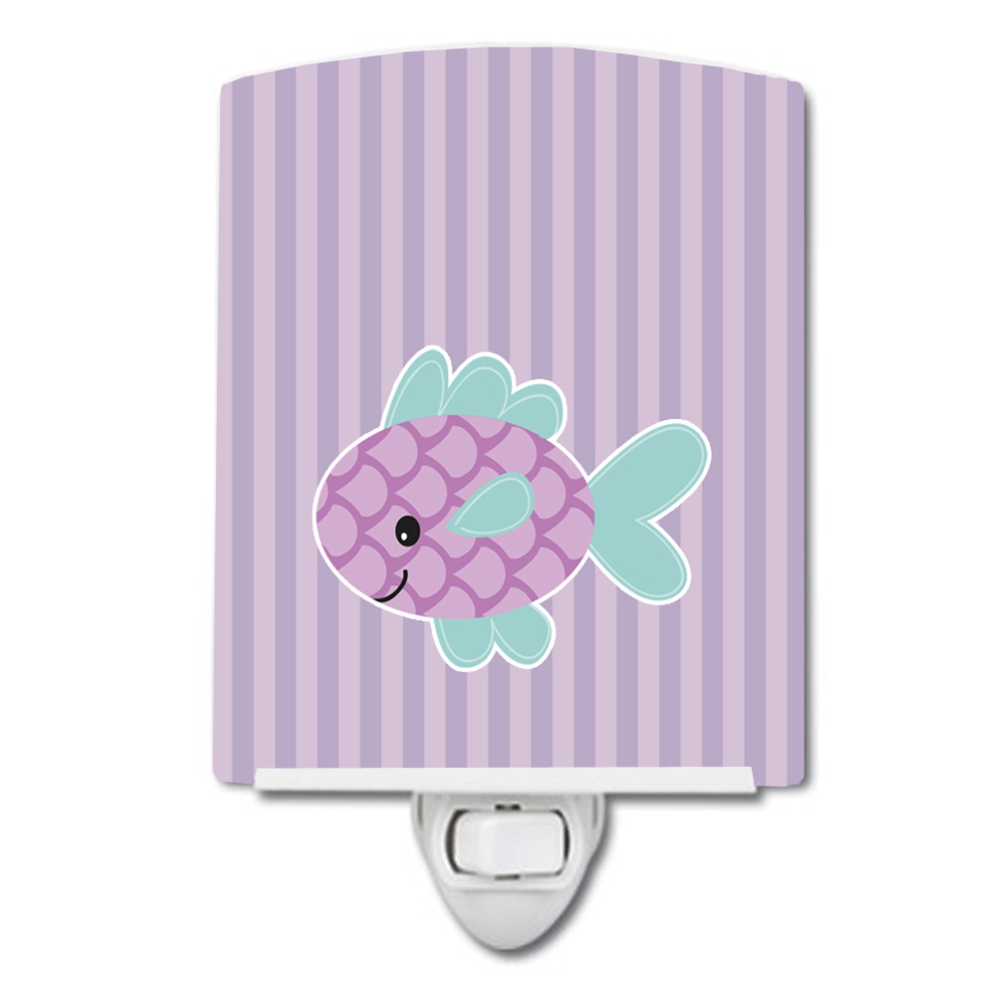  inchCarolines Treasures Fish Ceramic Night Light, Purple, 6 inch inch x 4 inch inch inch
