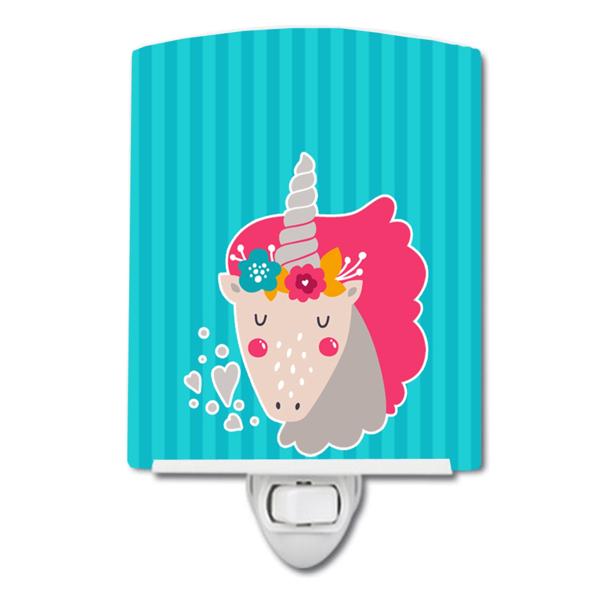  inchCarolines Treasures Unicorn Blue Stripes Ceramic Night Light, Blue, 6 inch inch x 4 inch inch, BB7140CNL inch