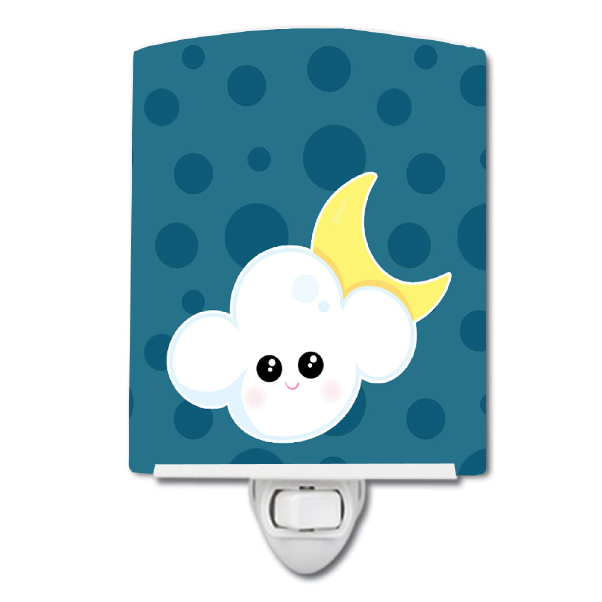  inchCarolines Treasures Weather MoFace Ceramic Night Light, Cloudy, Blue, 6 inch inch x 4 inch inch inch
