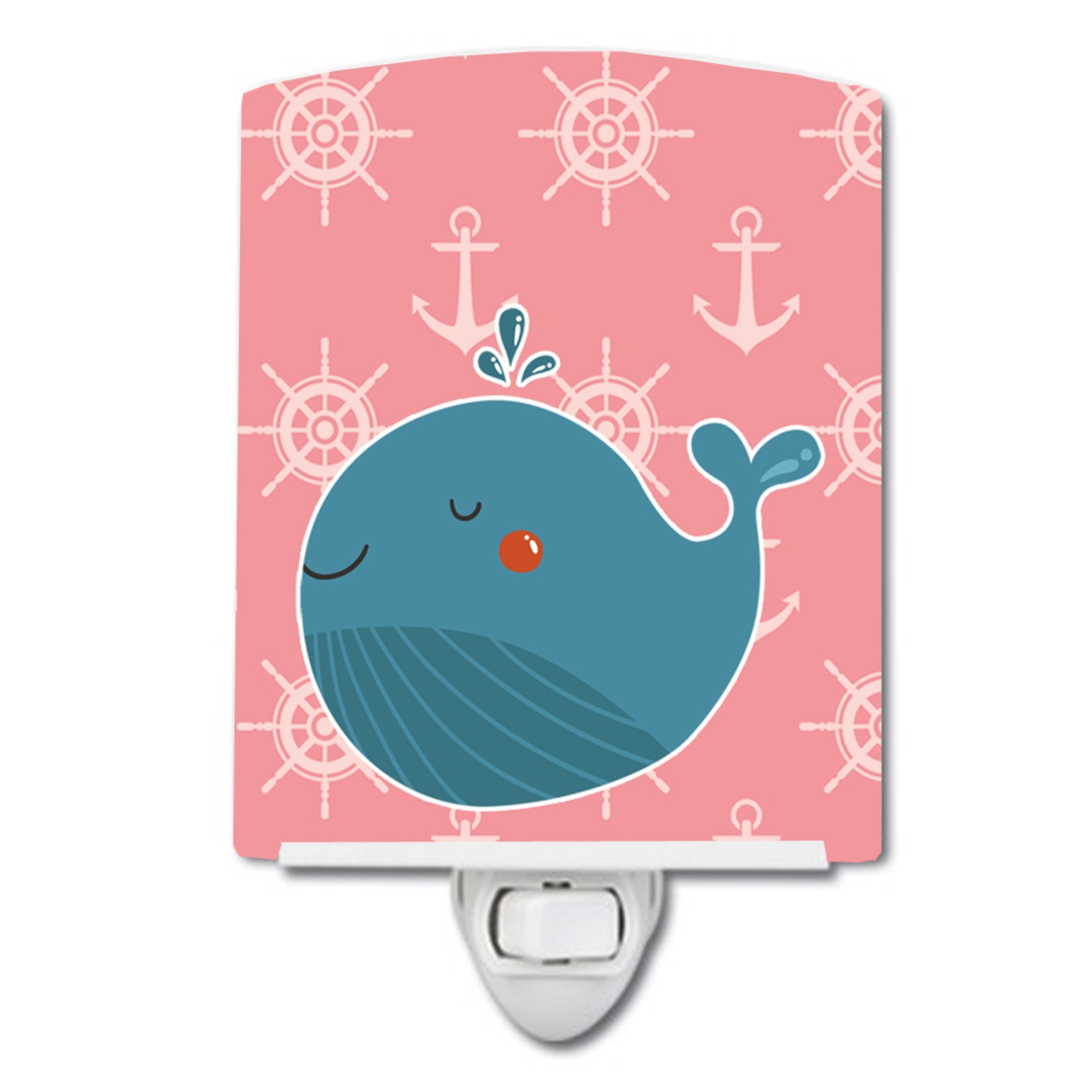  inchCarolines Treasures Whale Ceramic Night Light, Nautical, Pink, 6 inch inch x 4 inch inch inch