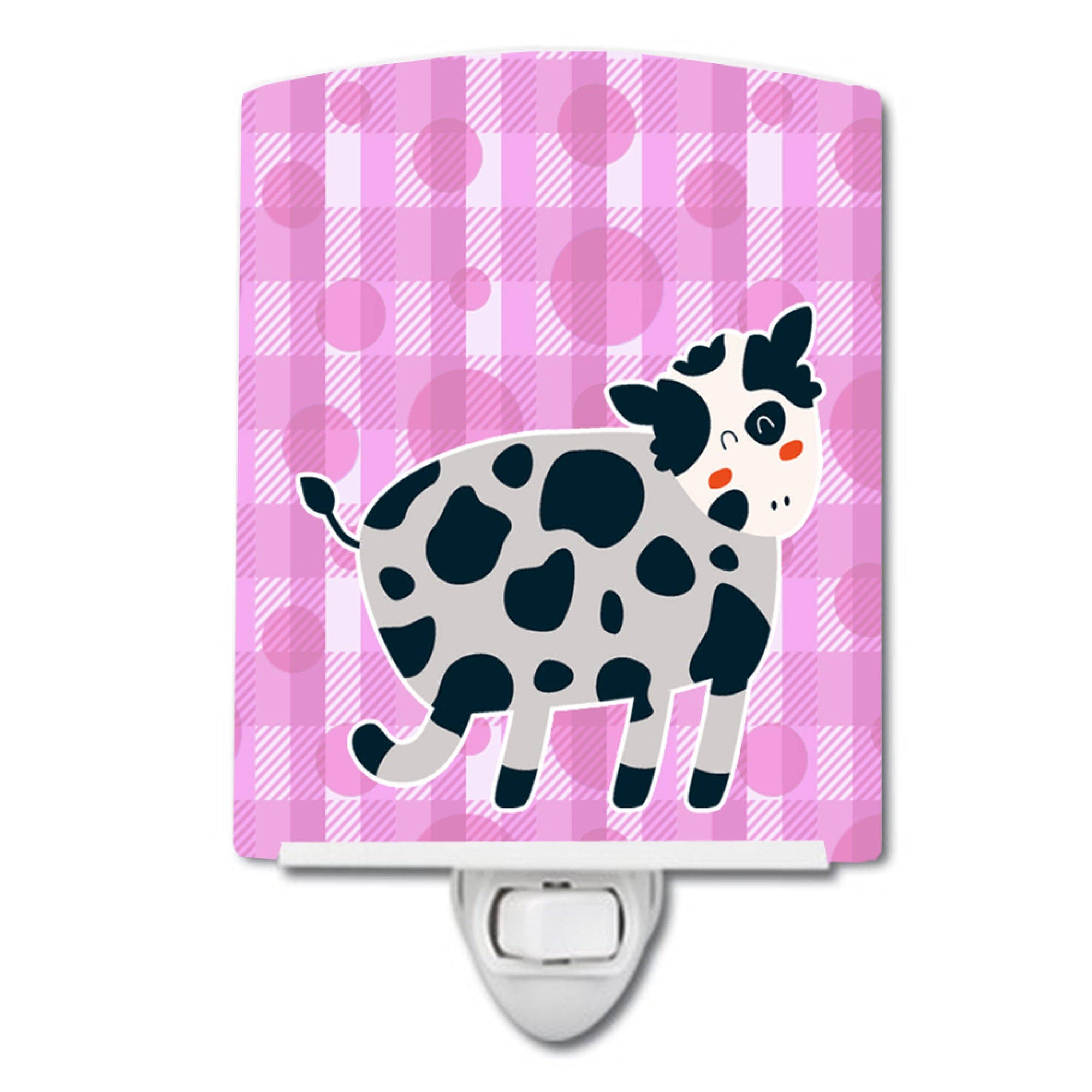  inchCarolines Treasures Cow Ceramic Night Light, Polka Dots, Pink, 6 inch inch x 4 inch inch inch