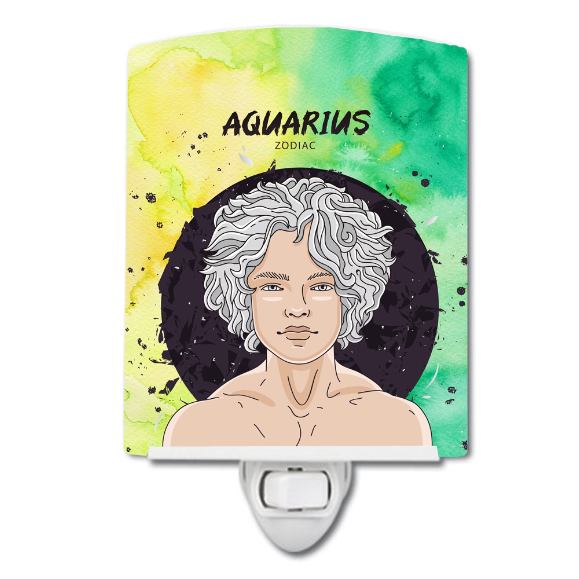  inchCarolines Treasures Aquarius Zodiac Sign Ceramic Night Light, 6x4, Multicolor inch