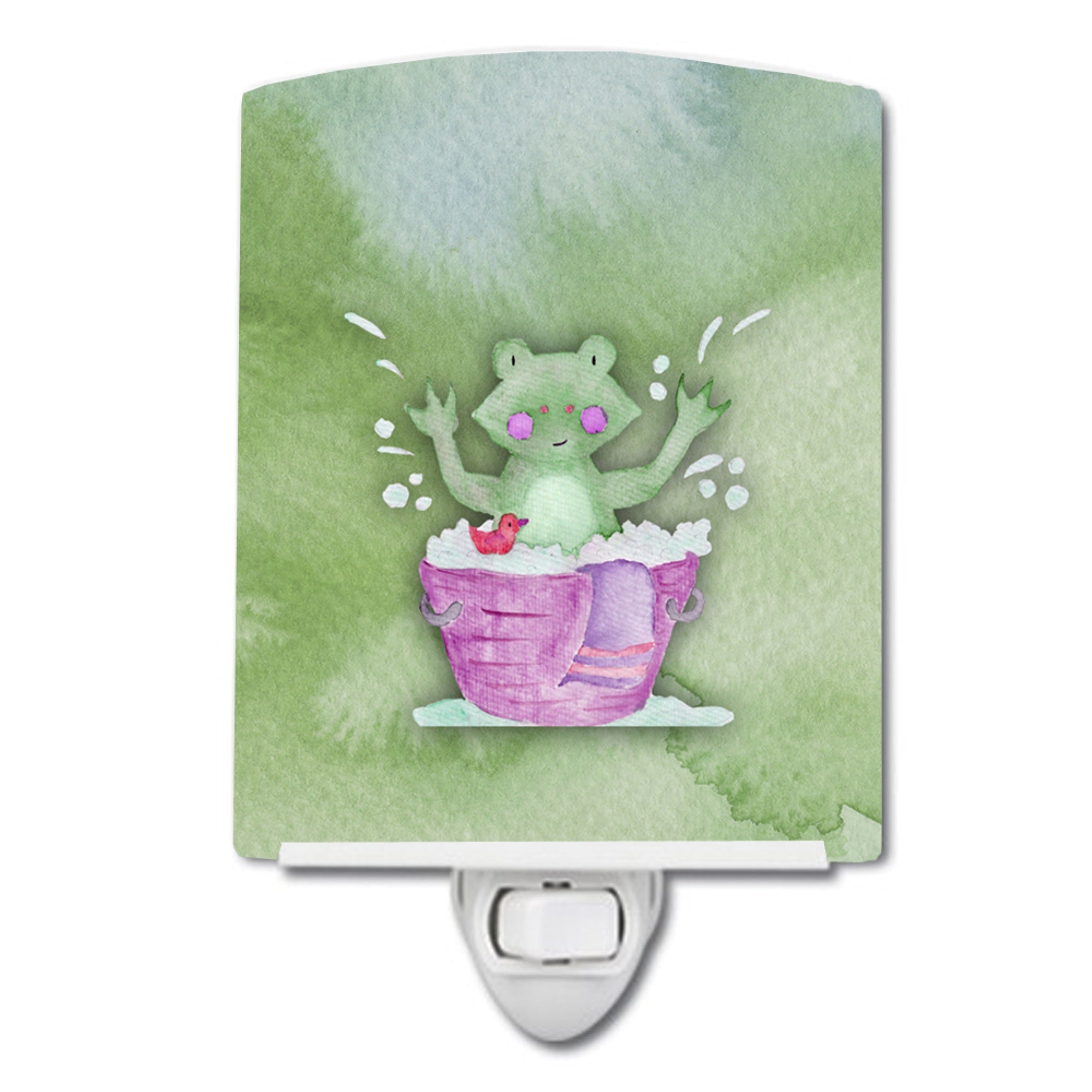  inchCarolines Treasures Frog Ceramic Night Light, Bathing Watercolor, Multicolor, 6 inch inch x 4 inch inch inch