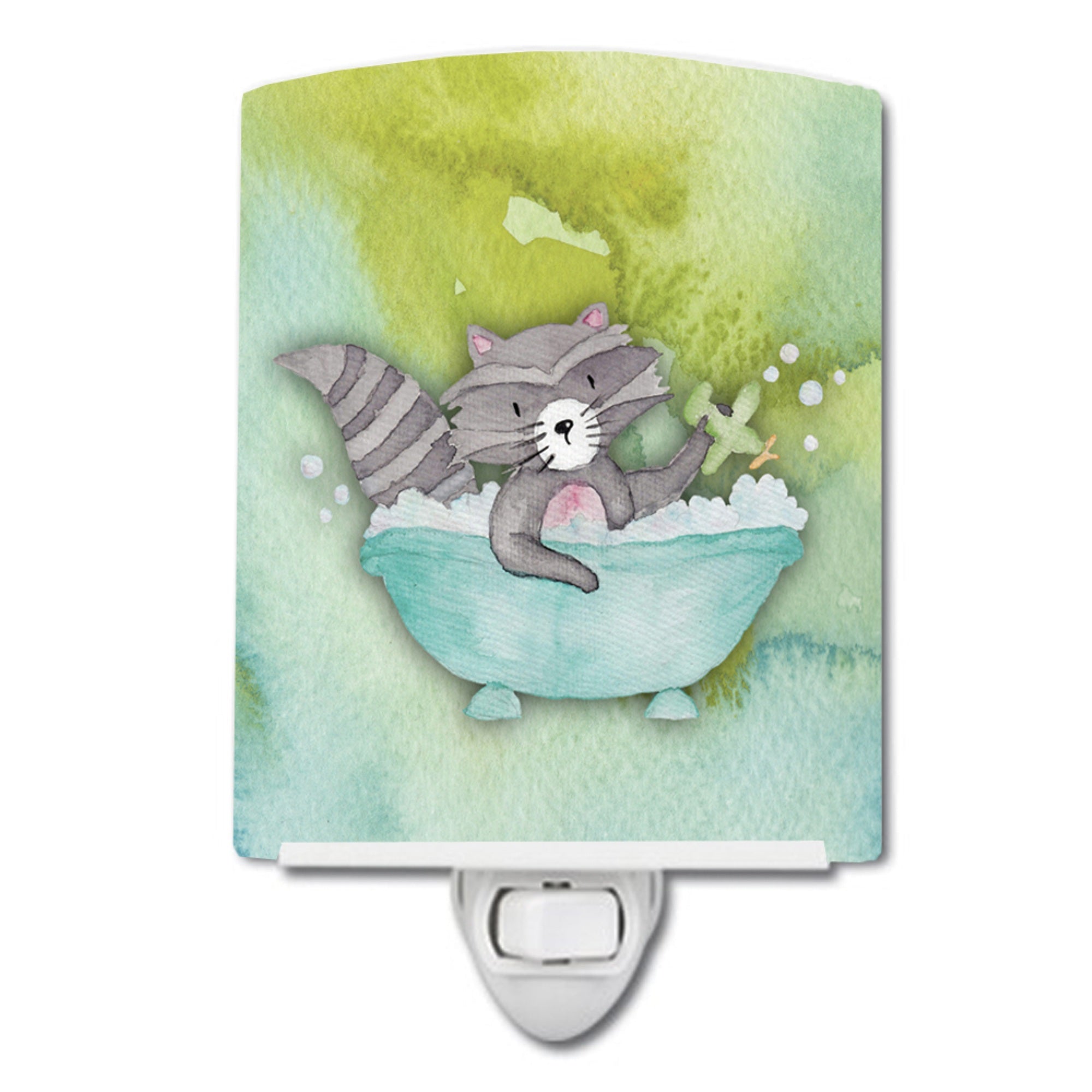  inchCarolines Treasures Watercolor Ceramic Night Light, Racco Bathing, Multicolor, 6 inch inch x 4 inch inch inch