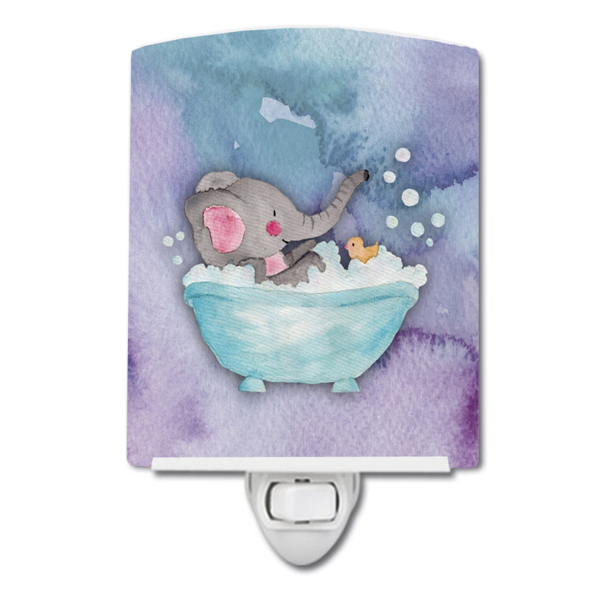  inchCarolines Treasures Elephant Bathing Watercolor Ceramic Night Light, Multicolor, 6x4 inch