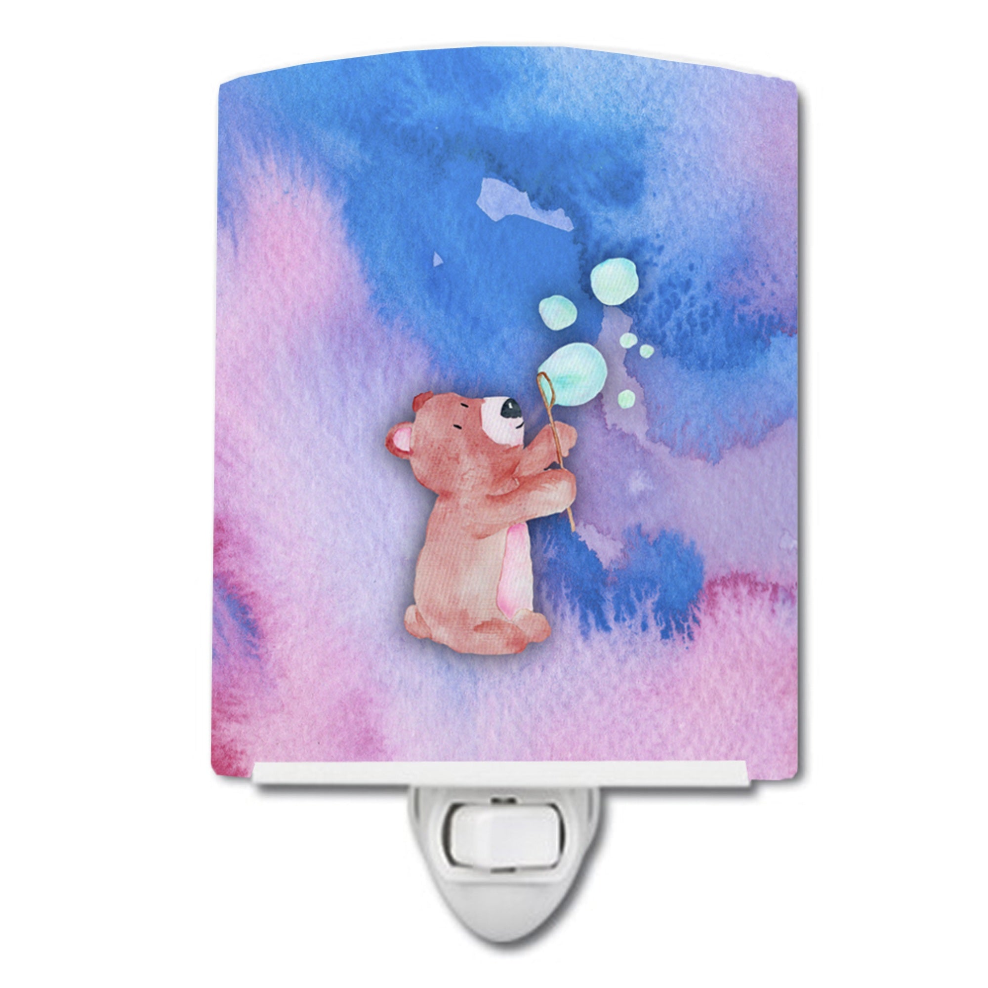  inchCarolines Treasures Bear and Bubbles Watercolor Ceramic Night Light, Multicolor, 6x4 inch