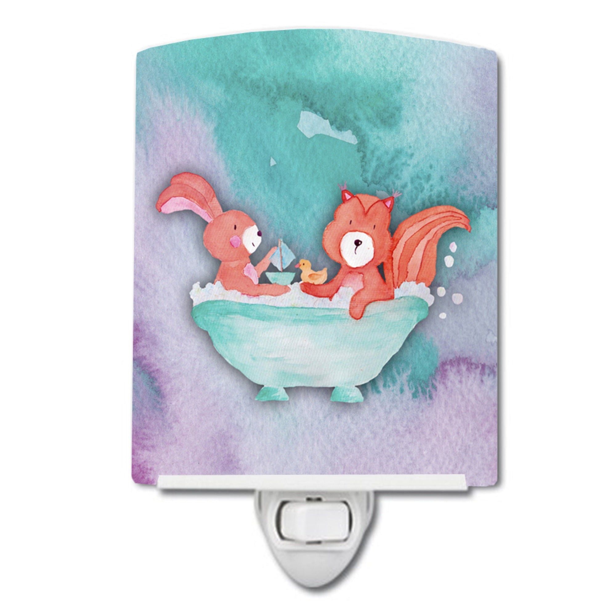  inchCarolines Treasures Rabbit Watercolor Ceramic Night Light, Bathing Squirrel, Multicolor, 6 inch inch x 4 inch inch inch