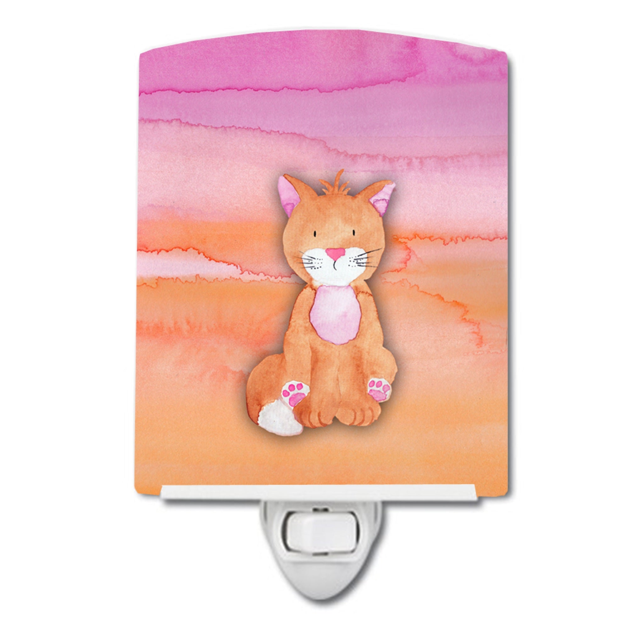  inchCarolines Treasures Watercolor Ceramic Night Light, Orange Cat, Multicolor, 6 inch inch x 4 inch inch inch