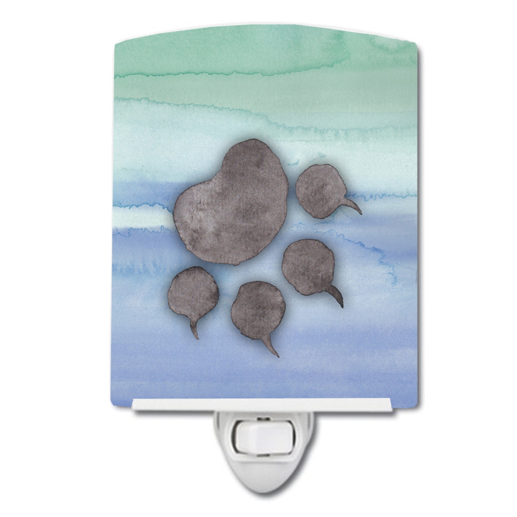 inchCarolines Treasures Cat Paw Watercolor Ceramic Night Light, Multicolor, 6x4 inch