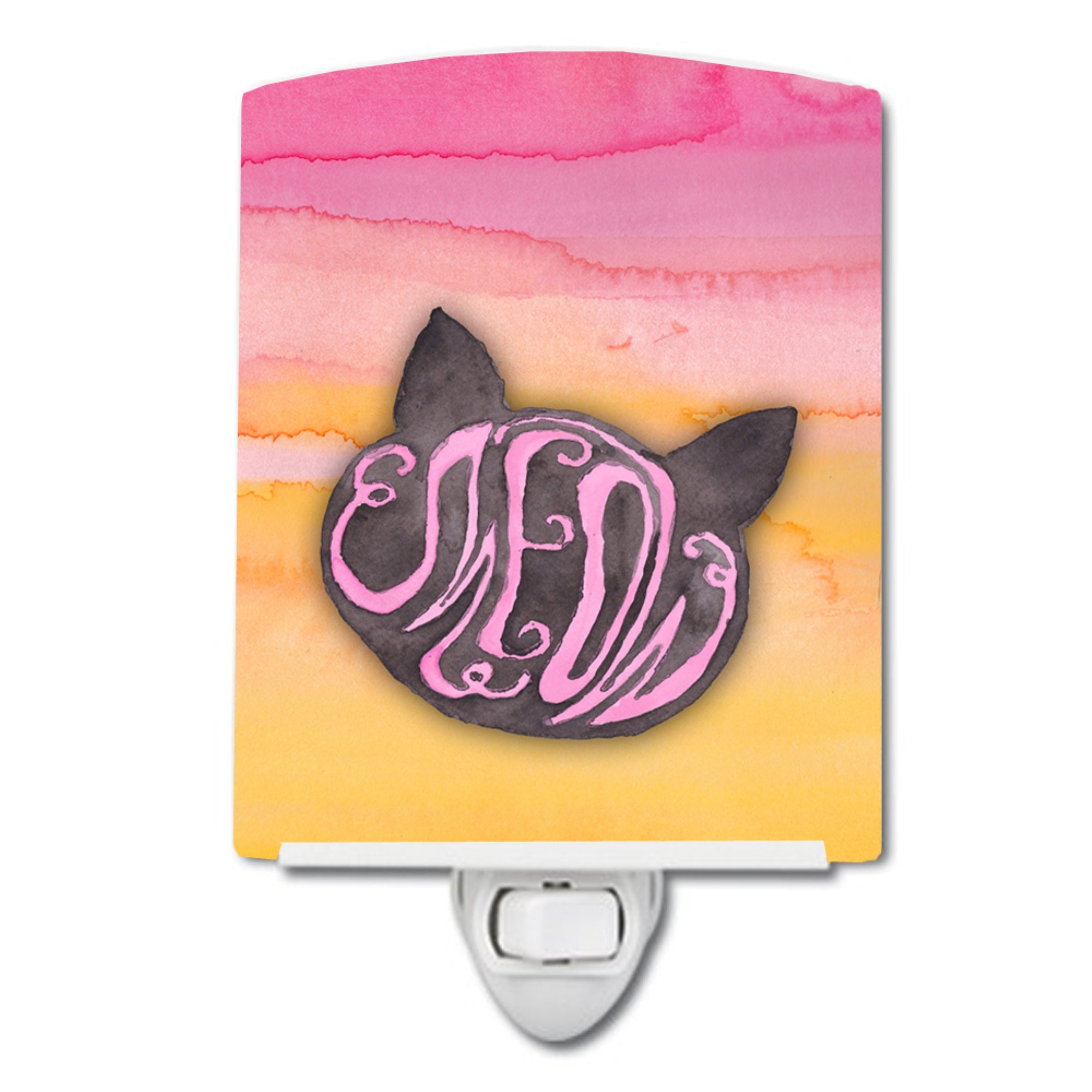  inchCarolines Treasures Cat Face Watercolor Ceramic Night Light, Meow, Multicolor, 6 inch inch x 4 inch inch inch