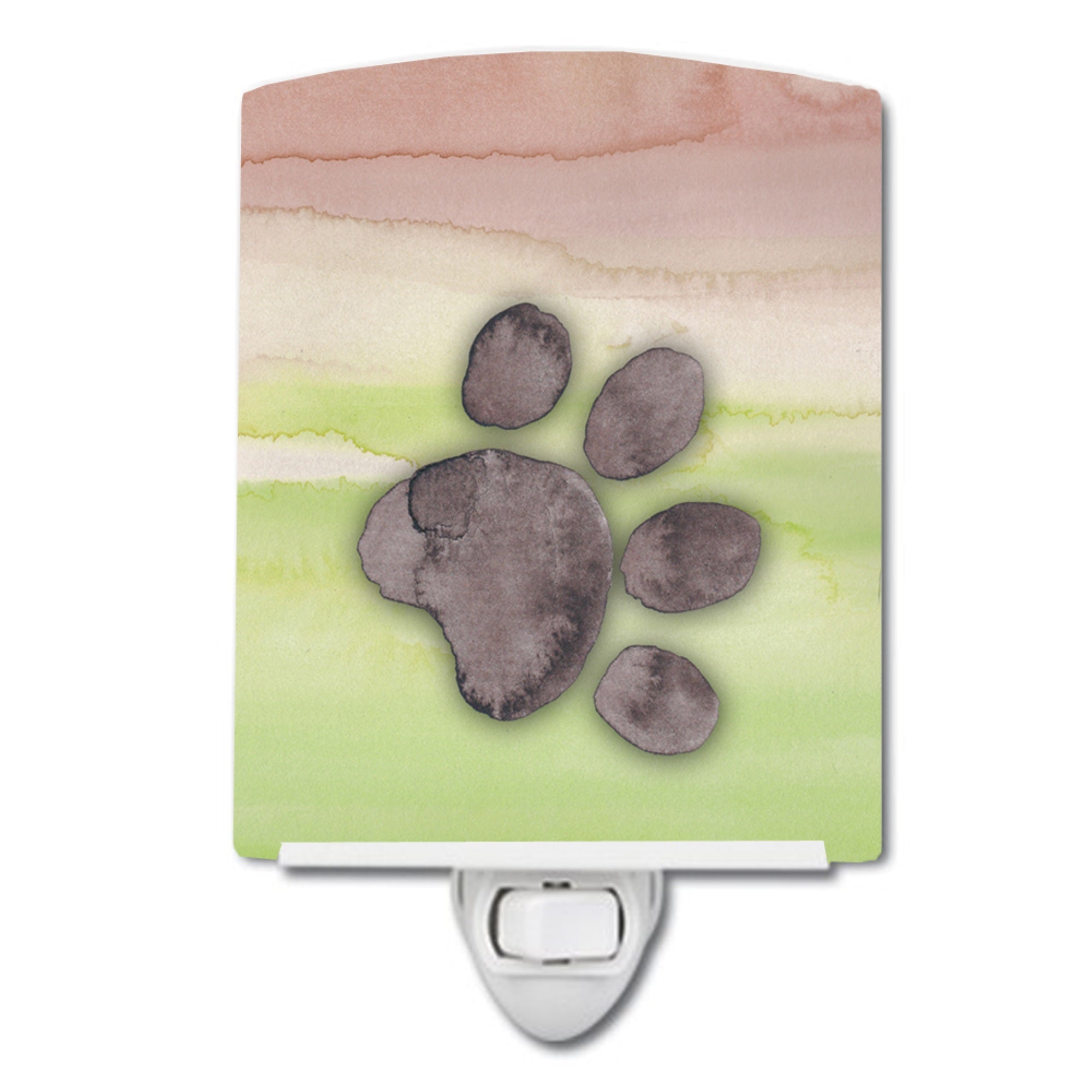  inchCarolines Treasures Dog Watercolor Ceramic Night Light, Paw, Multicolor, 6 inch inch x 4 inch inch inch