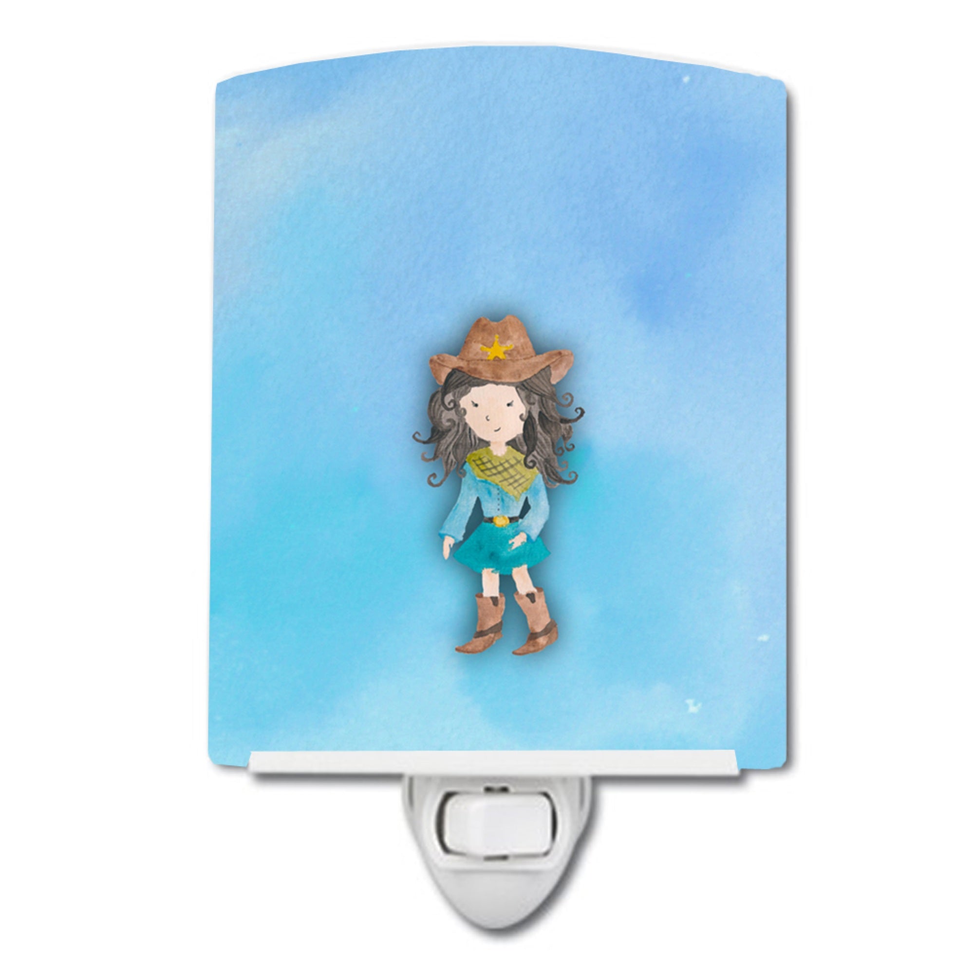  inchCarolines Treasures Cowgirl Watercolor Ceramic Night Light, Multicolor, 6x4 inch