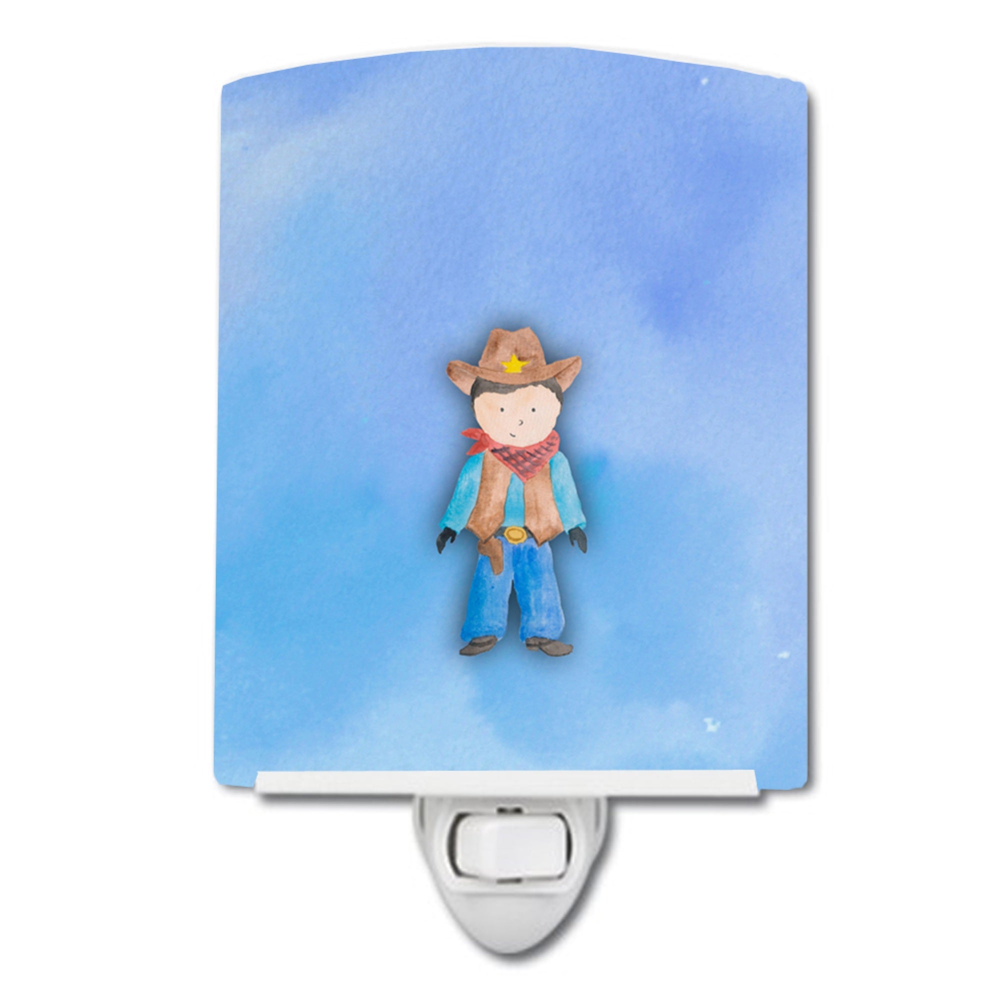  inchCarolines Treasures Cowboy Watercolor Ceramic Night Light, Multicolor, 6 inch inch x 4 inch inch inch