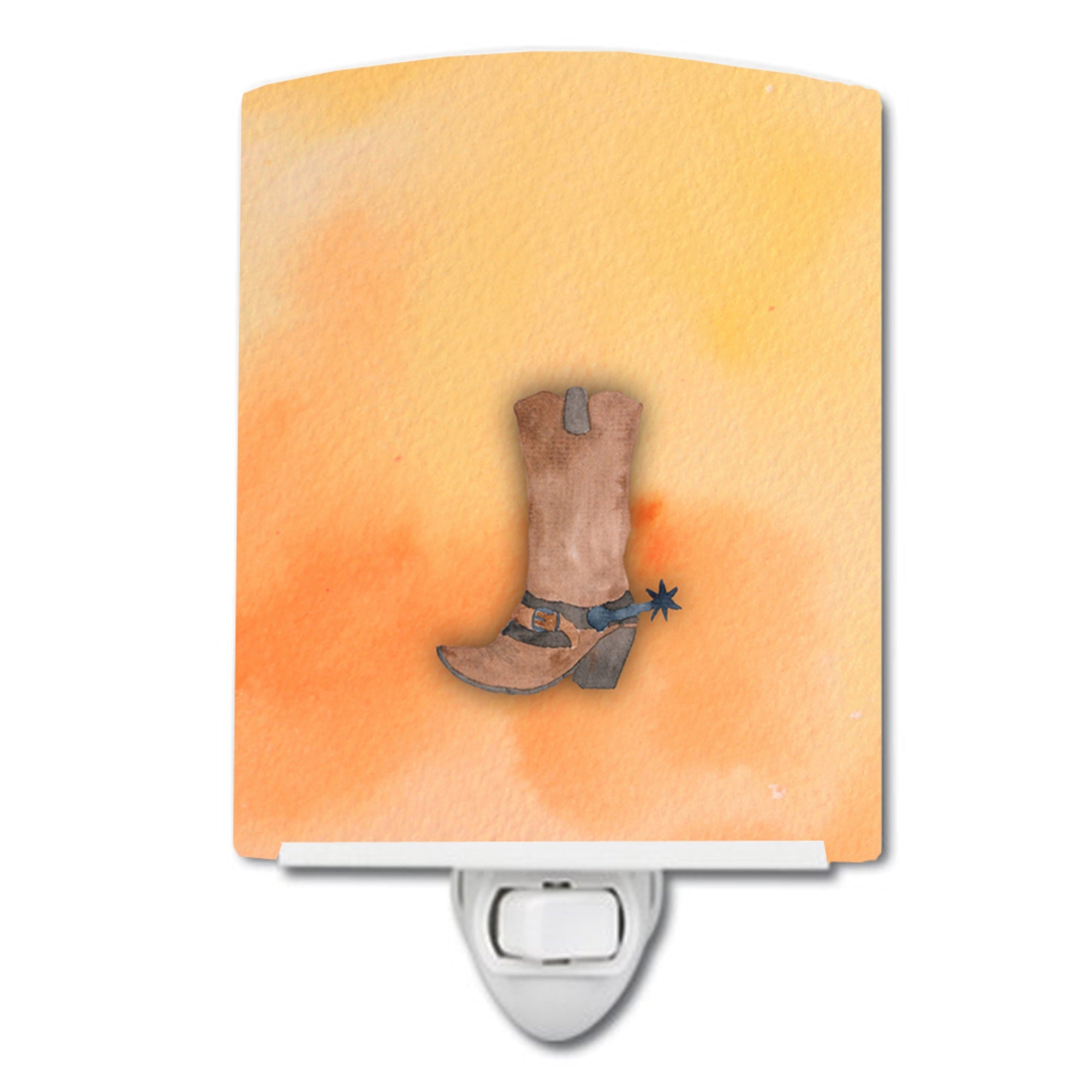  inchCarolines Treasures Cowboy Watercolor Ceramic Night Light, Boot, Multicolor, 6 inch inch x 4 inch inch inch