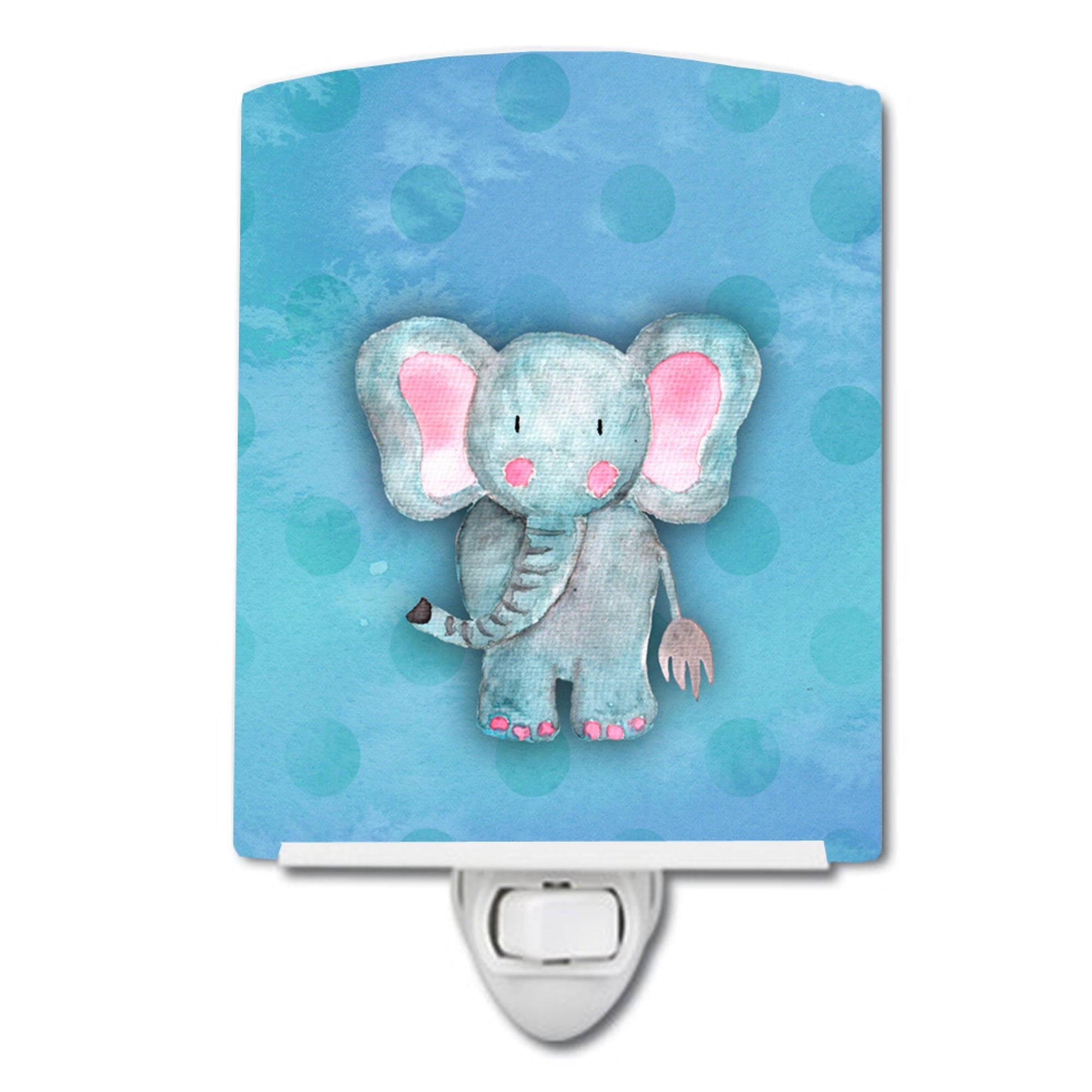  inchCarolines Treasures Blue Watercolor Ceramic Night Light, Elephant, Multicolor, 6 inch inch x 4 inch inch inch