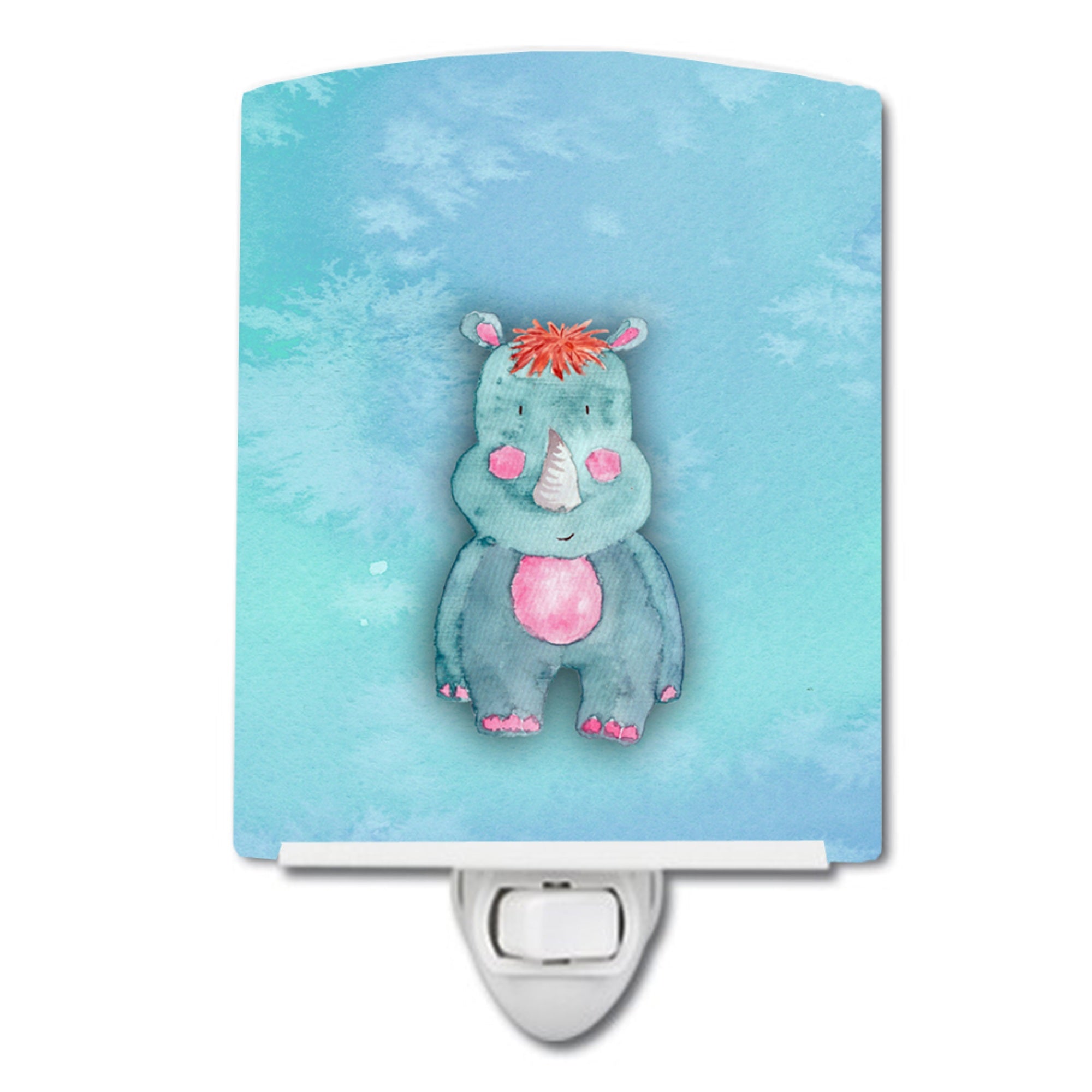  inchCarolines Treasures Rhinoceros Ceramic Night Light, Watercolor, Multicolor, 6 inch inch x 4 inch inch inch