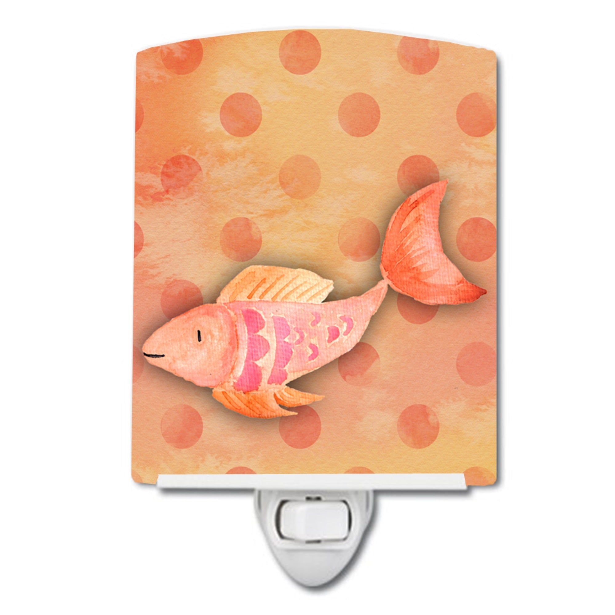 inchCarolines Treasures Watercolor Ceramic Night Light, Orange Fish, Multicolor, 6 inch inch x 4 inch inch inch