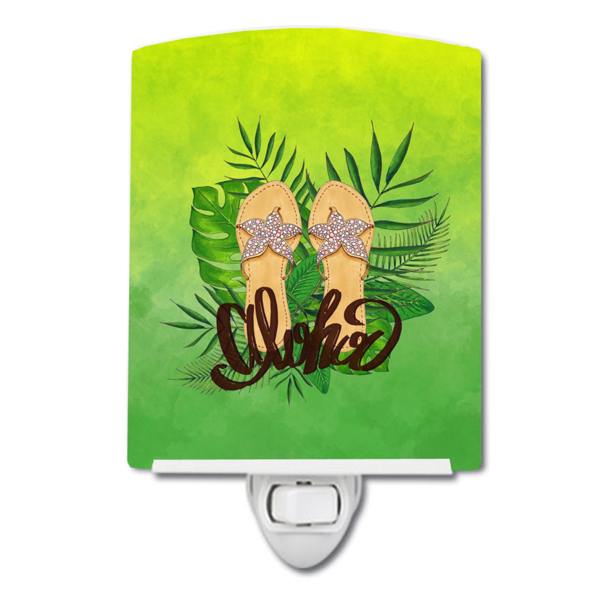  inchCarolines Treasures Aloha Flip Flops Ceramic Night Light, 6x4, Multicolor inch