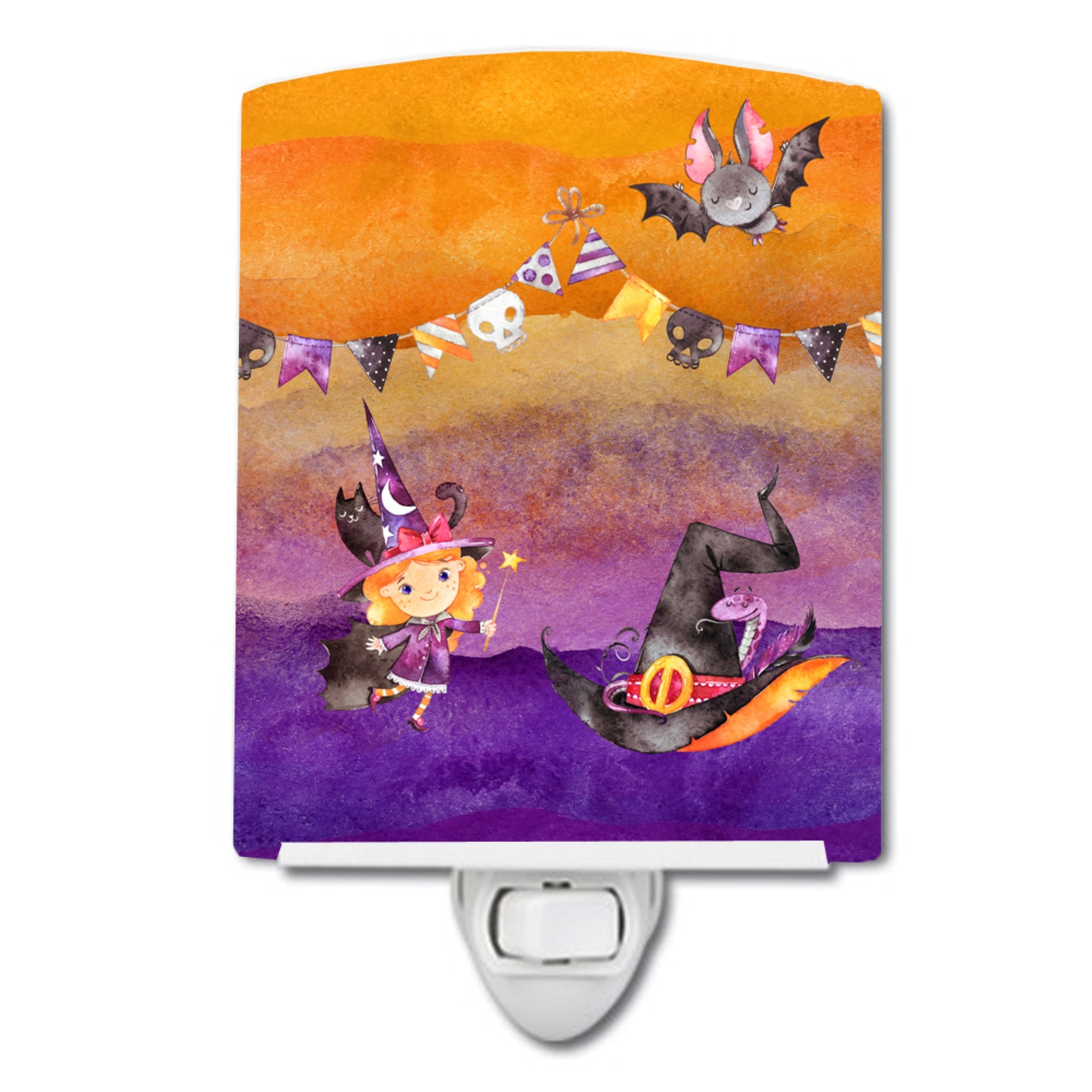  inchCarolines Treasures Halloween Little Witch Party Ceramic Night Light, 6x4, Multicolor inch