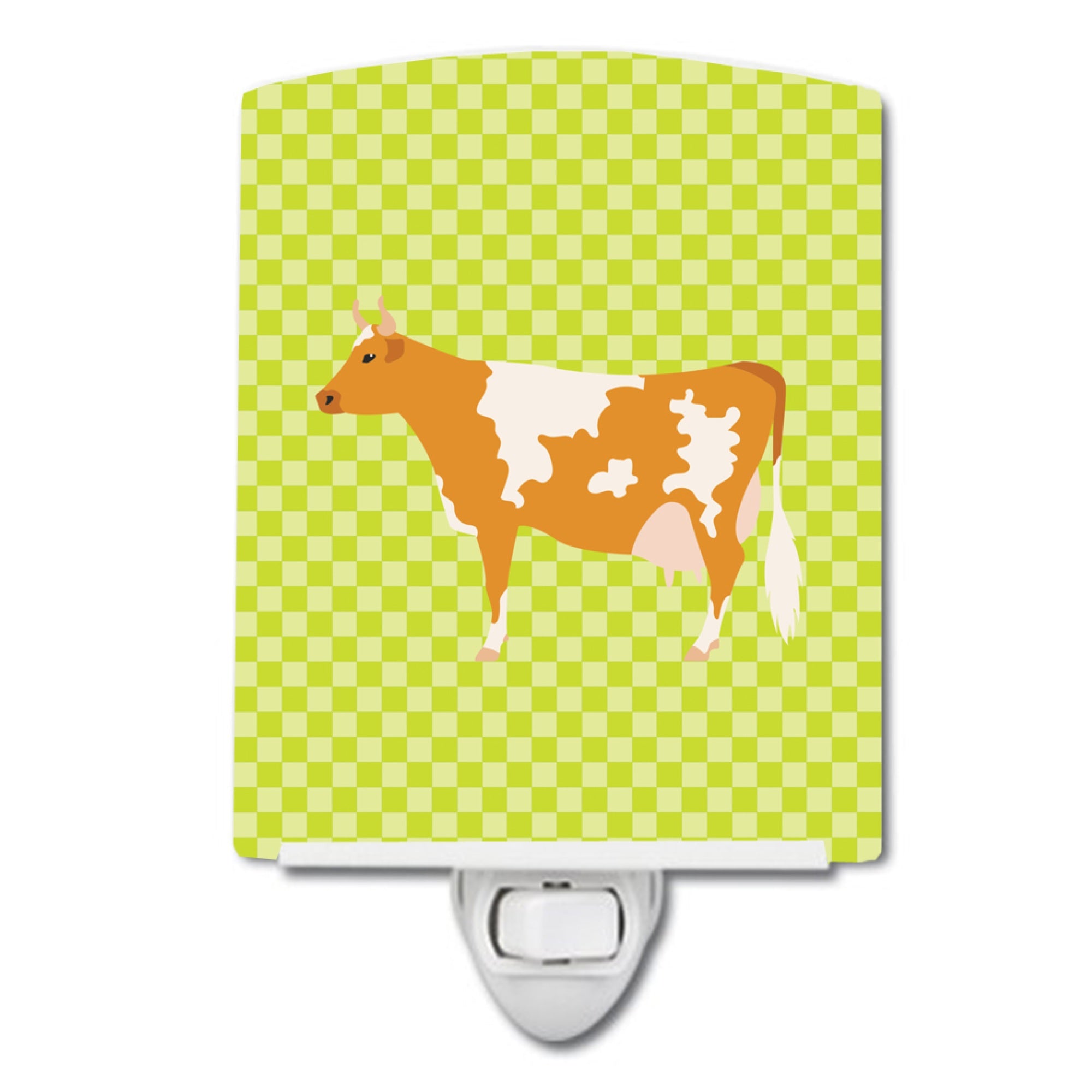  inchCarolines Treasures Guernsey Cow Green Ceramic Night Light, 6x4, Multicolor inch