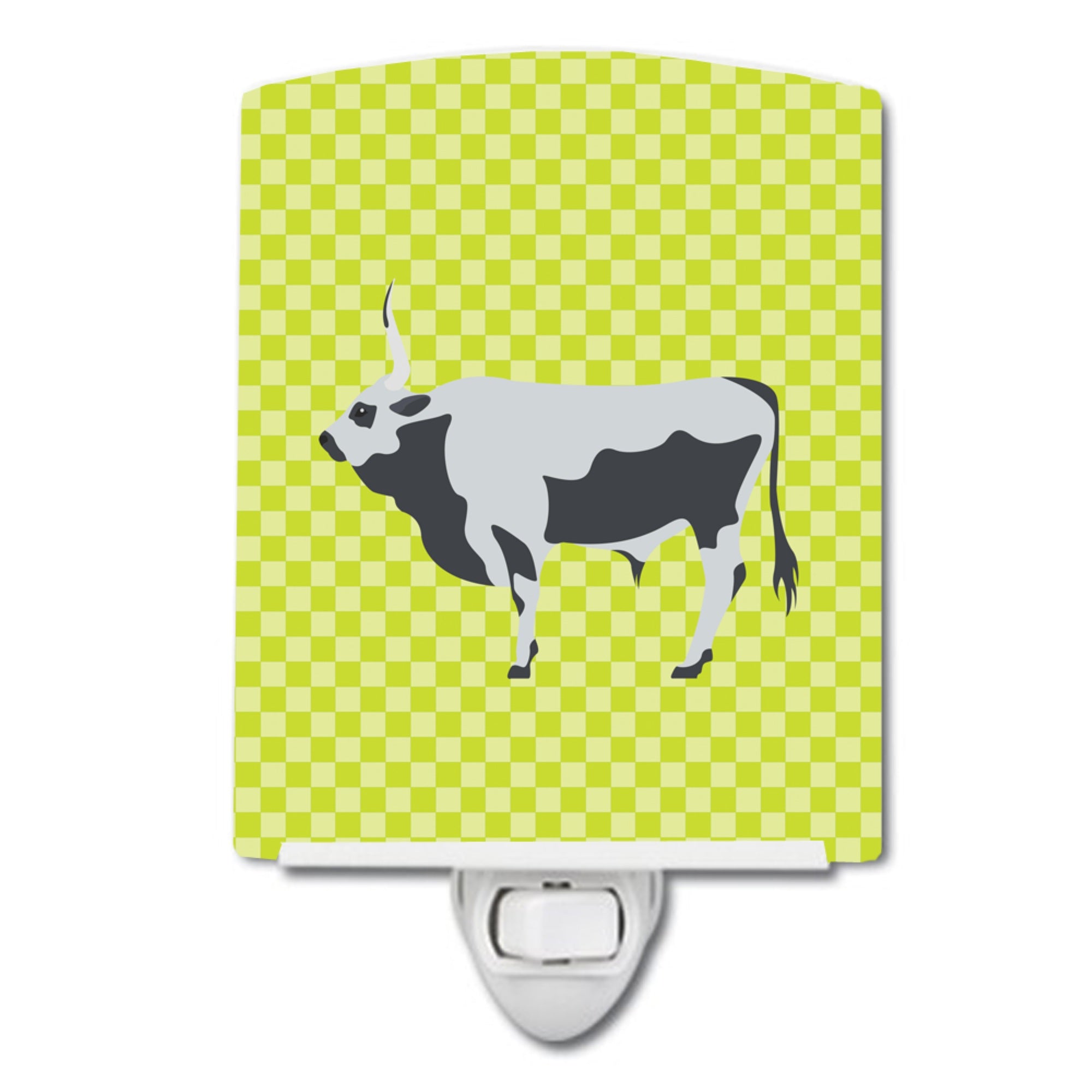  inchCarolines Treasures Hungarian Grey Steppe Cow Green Ceramic Night Light, 6x4, Multicolor inch