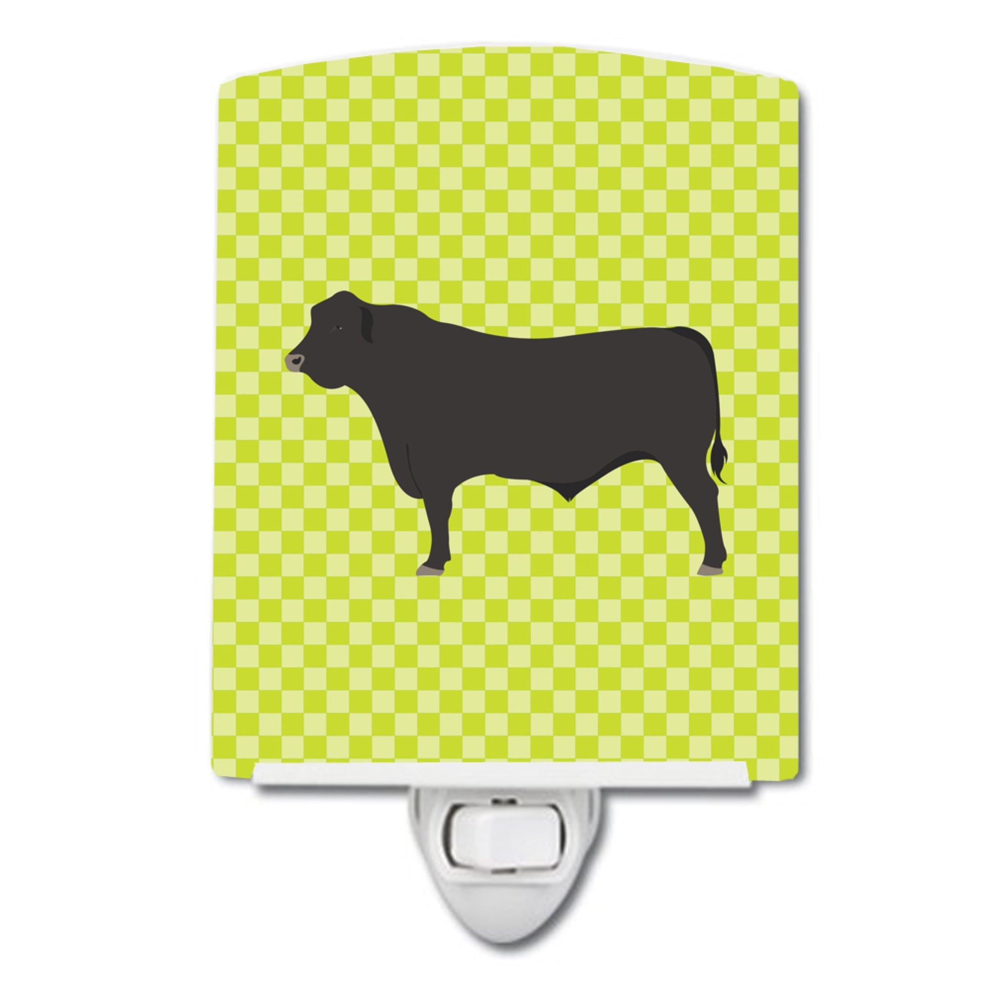  inchCarolines Treasures Black Angus Cow Green Ceramic Night Light, 6x4, Multicolor inch