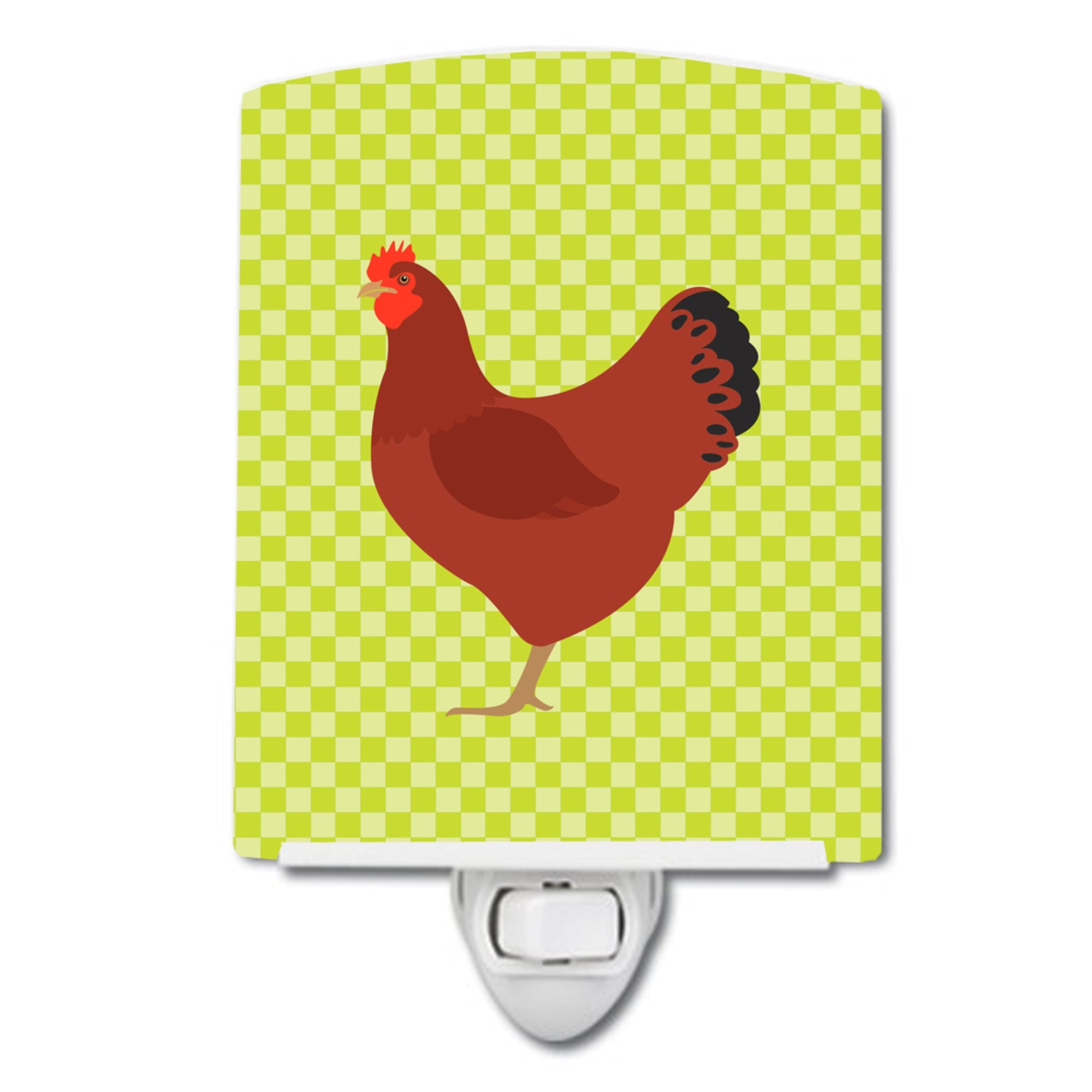  inchCarolines Treasures New Hampshire Red Chicken Green Ceramic Night Light, 6x4, Multicolor inch
