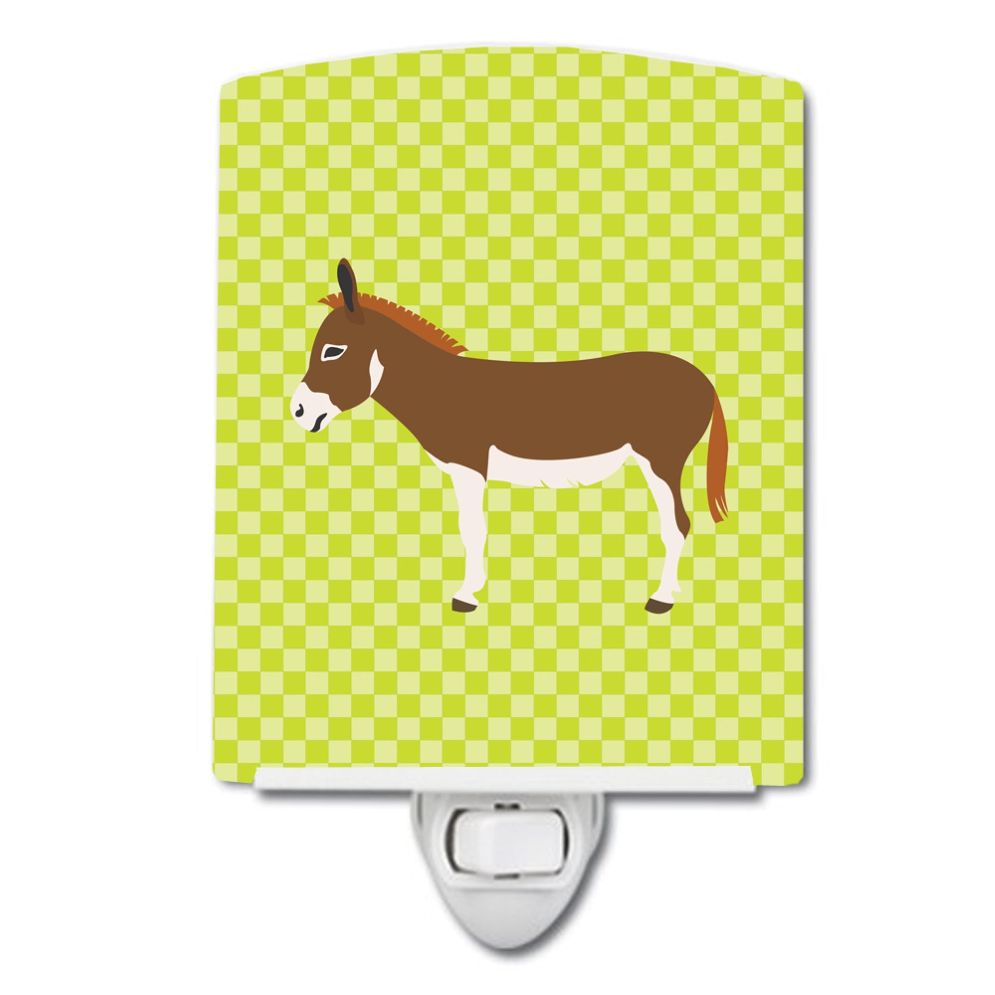  inchCarolines Treasures Miniature Mediterranian Donkey Green Ceramic Night Light, 6x4, Multicolor inch
