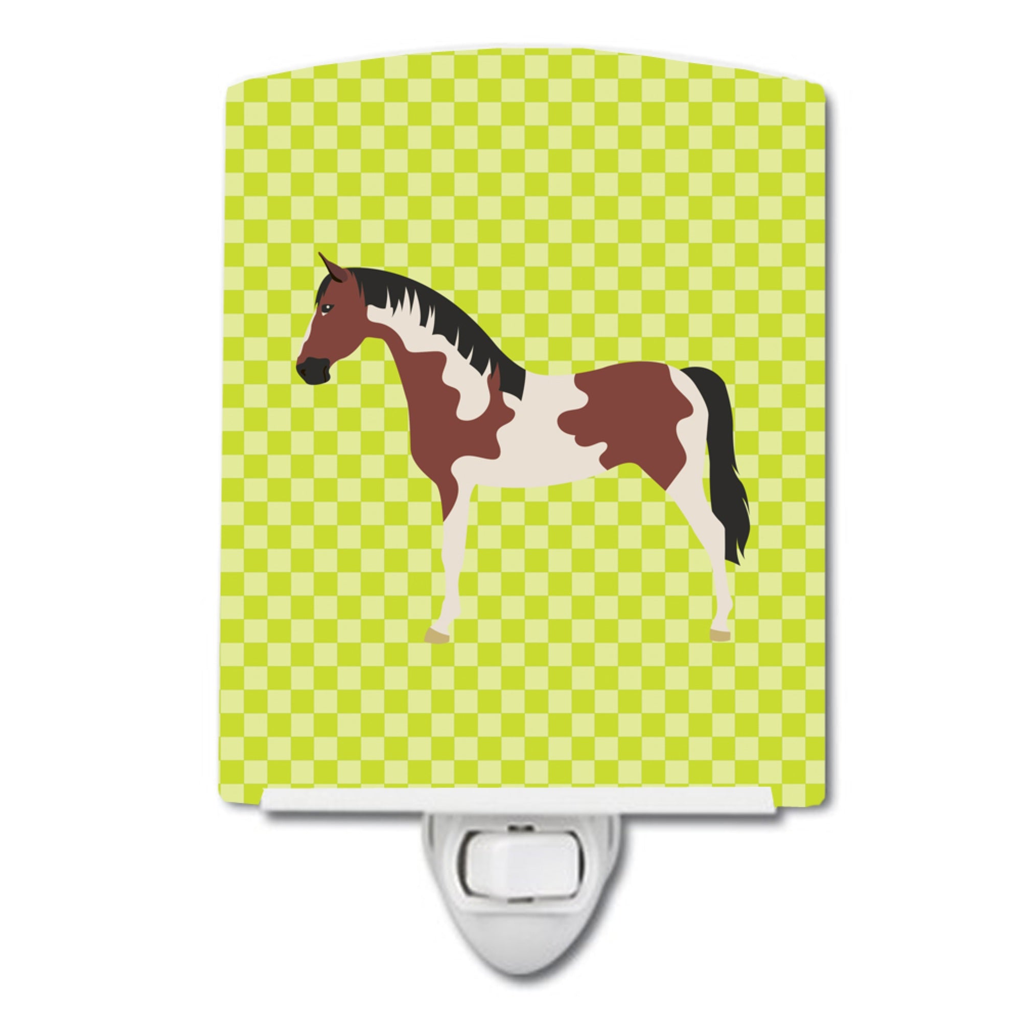  inchCarolines Treasures Pinto Horse Green Ceramic Night Light, 6x4, Multicolor inch