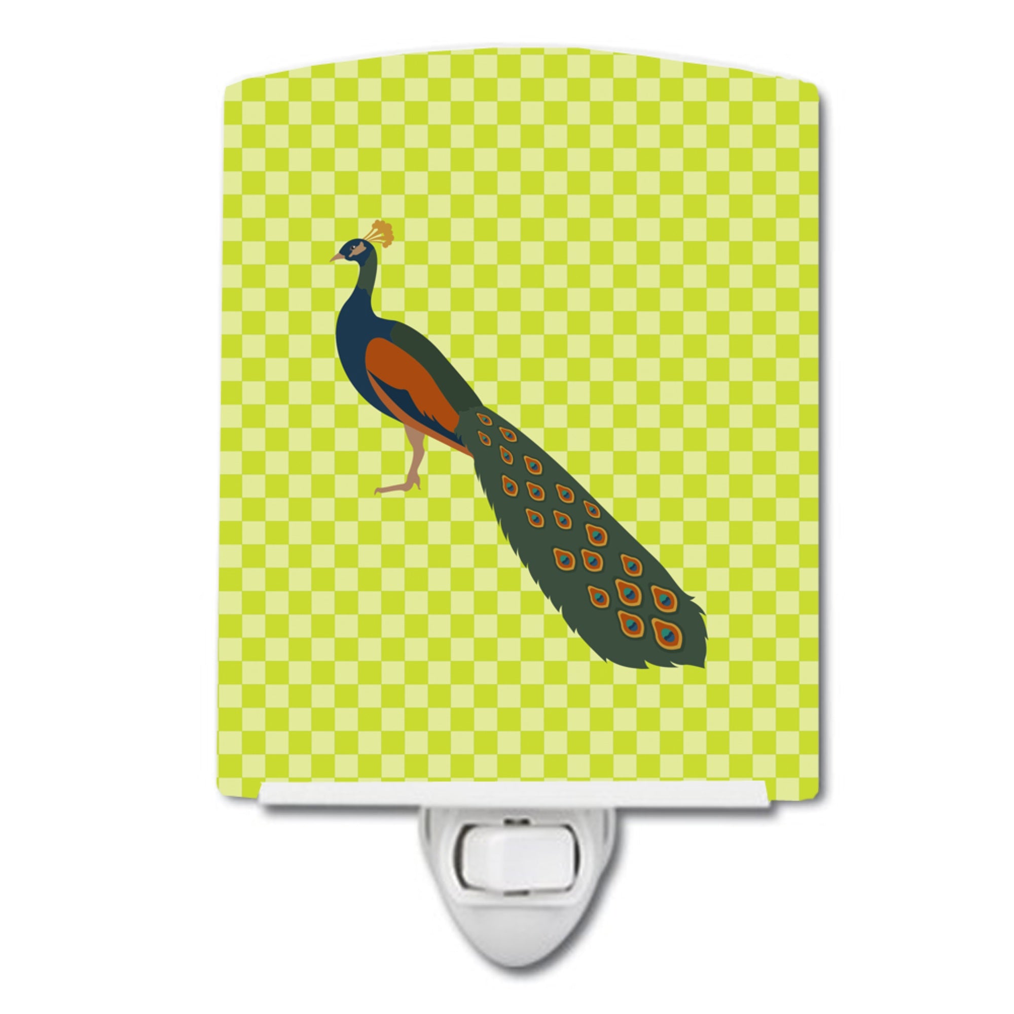  inchCarolines Treasures Indian Peacock Peafowl Green Ceramic Night Light, 6x4, Multicolor inch
