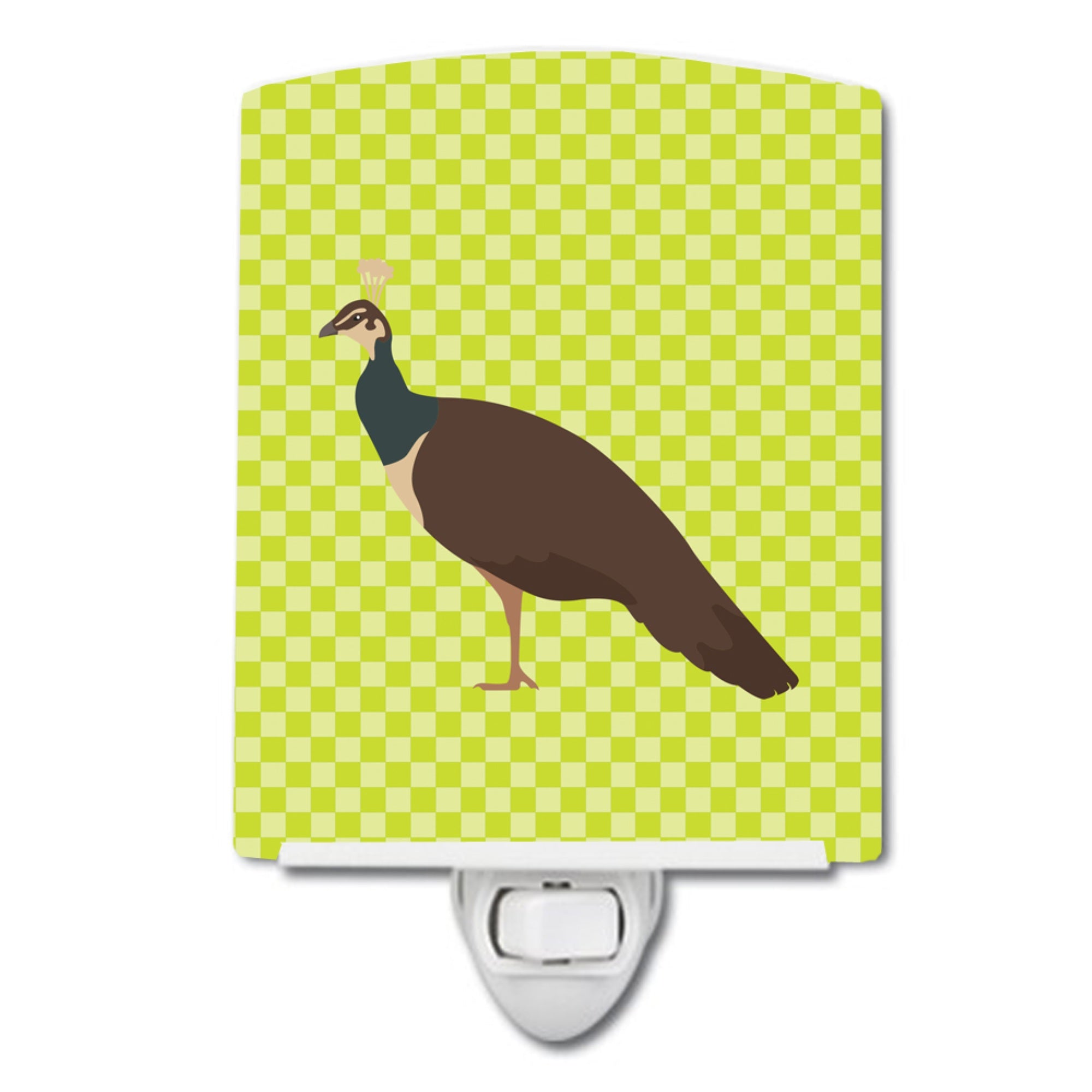  inchCarolines Treasures Indian Peahen Peafowl Green Ceramic Night Light, 6x4, Multicolor inch